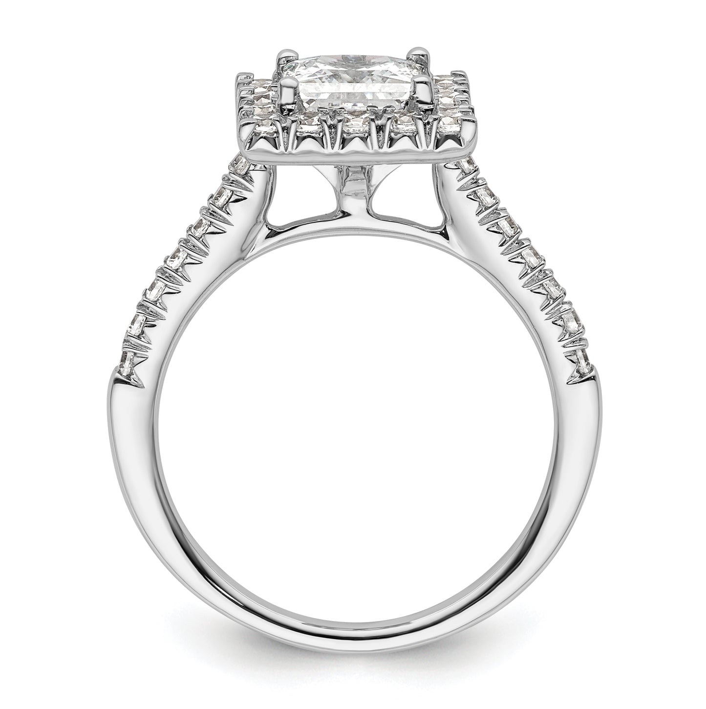 14k White Gold Halo (Holds 1.25 carat (6mm) Princess Center) 1/2 carat Diamond Semi-mount Engagement Ring