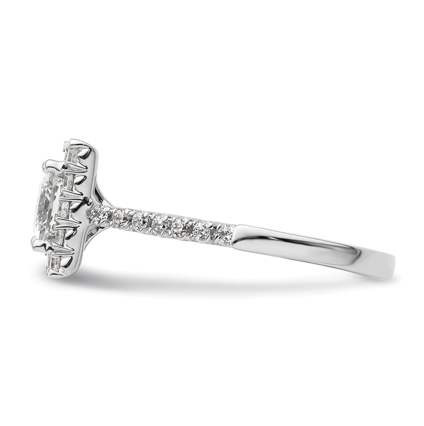 14k White Gold Halo (Holds 1.25 carat (6mm) Princess Center) 1/2 carat Diamond Semi-mount Engagement Ring