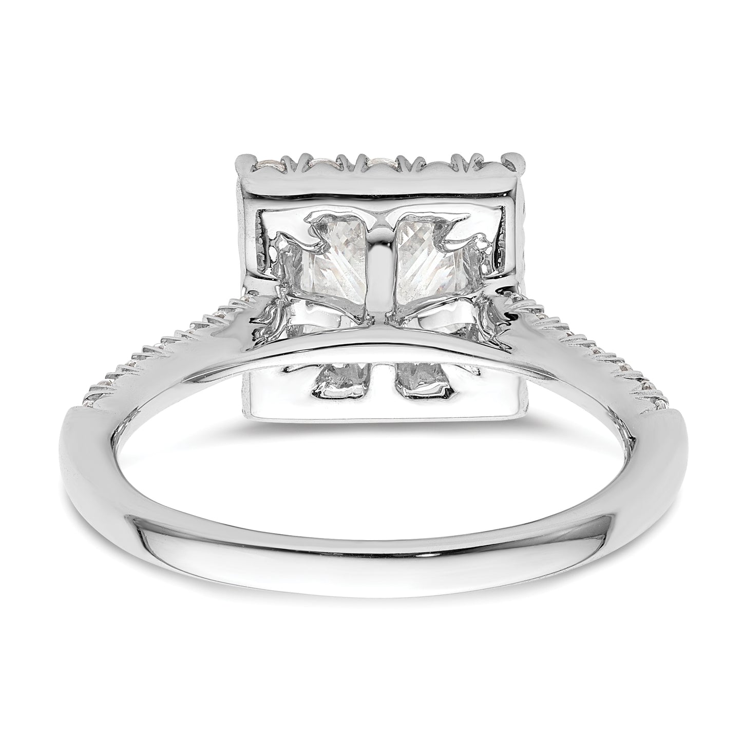 14k White Gold Halo (Holds 1.25 carat (6mm) Princess Center) 1/2 carat Diamond Semi-mount Engagement Ring