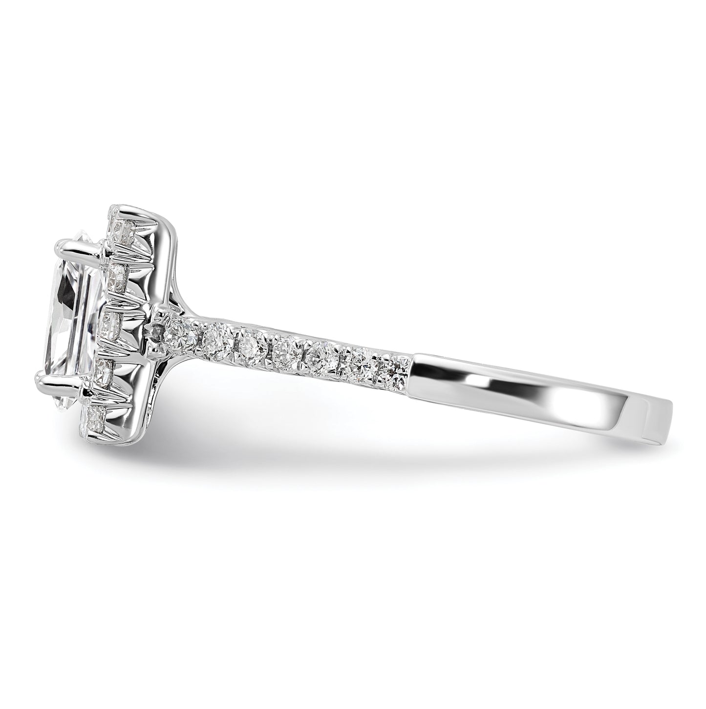 True Origin 14K White Gold 3/4 carat Lab Grown Diamond VS/SI  D E F  Semi Mount Princess Halo Engagement Ring, 10.5 mm