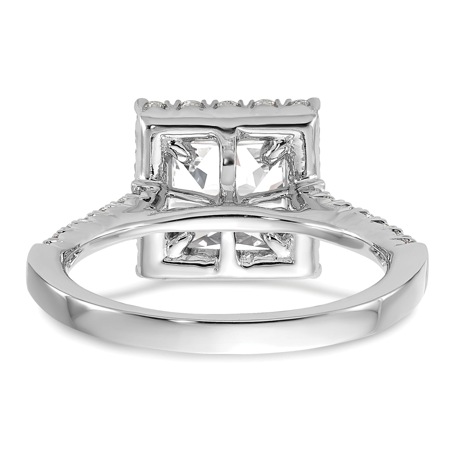 True Origin 14K White Gold 3/4 carat Lab Grown Diamond VS/SI  D E F  Semi Mount Princess Halo Engagement Ring, 10.5 mm
