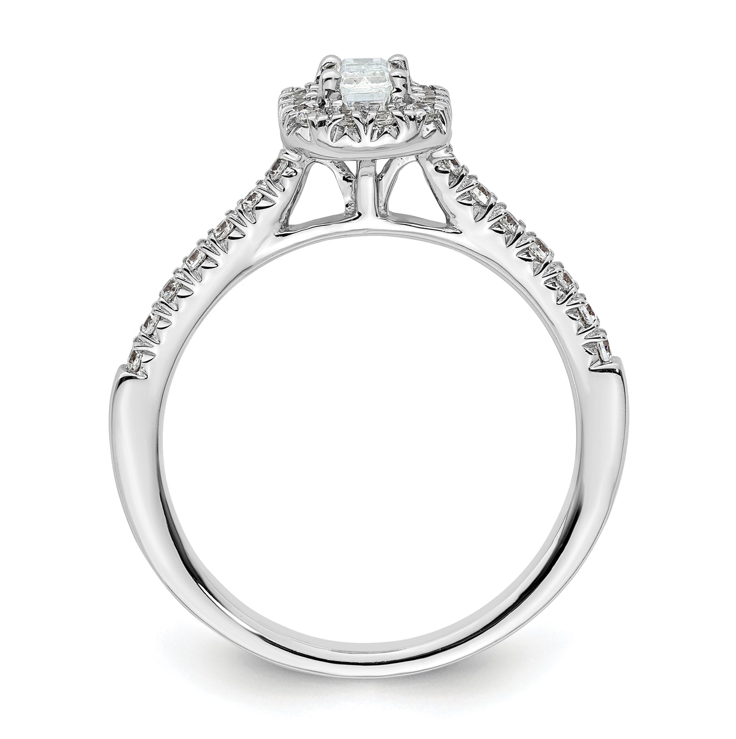 14k White Gold Halo (Holds 1/3 carat (4.8x3.45mm) Emerald-cut Center) 1/4 carat Diamond Semi-mount Engagement Ring