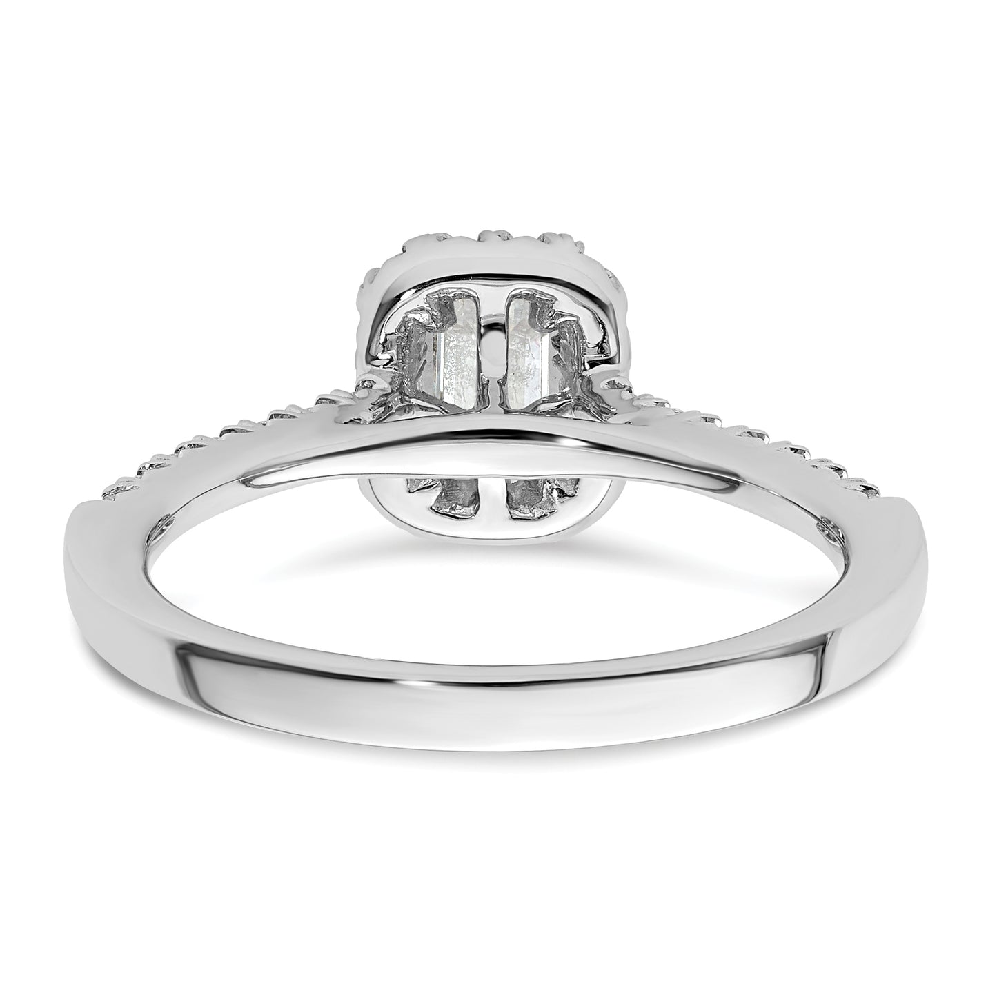 14k White Gold Halo (Holds 1/3 carat (4.8x3.45mm) Emerald-cut Center) 1/4 carat Diamond Semi-mount Engagement Ring