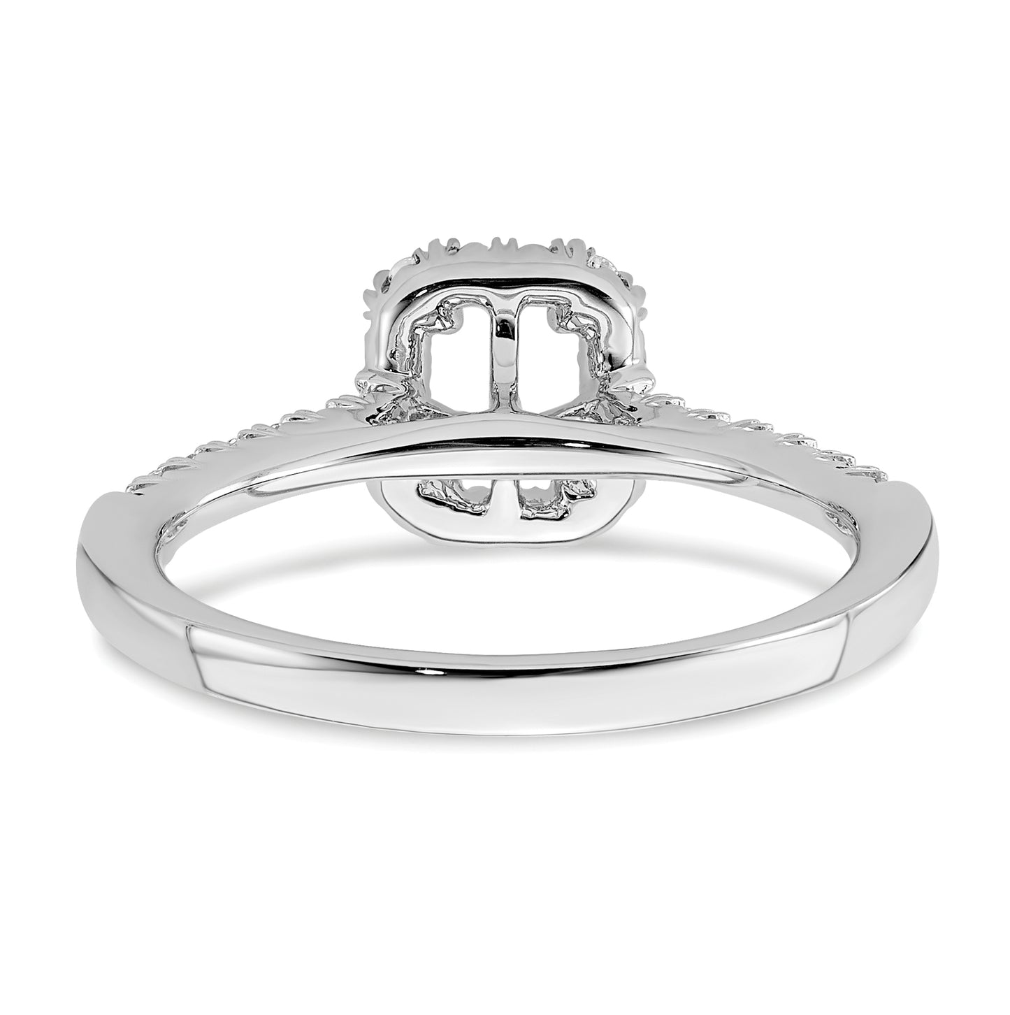 14k White Gold Halo (Holds 1/2 carat (5.3x3.9mm) Emerald-cut Center) 1/4 carat Diamond Semi-mount Engagement Ring