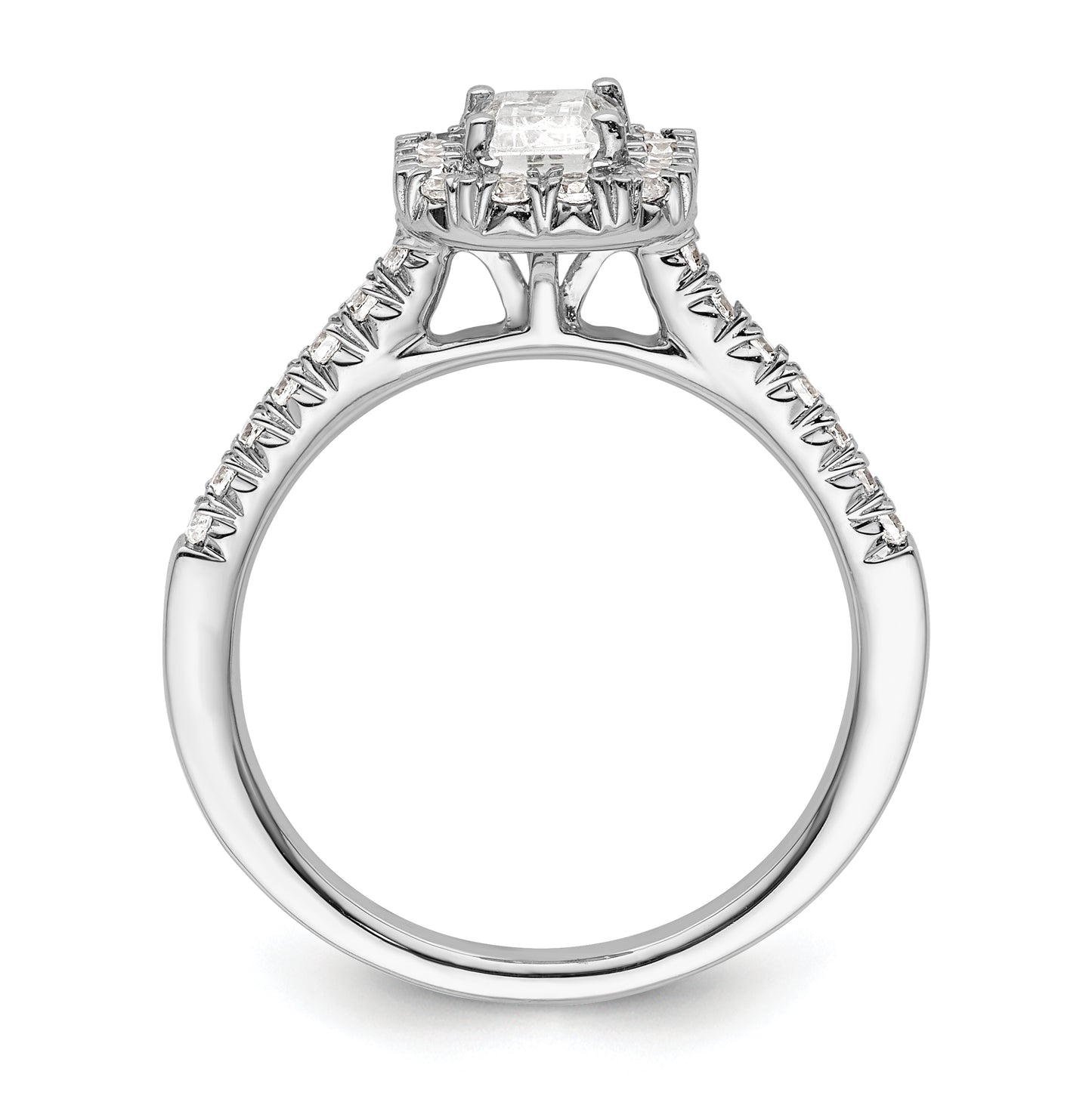 14k White Gold Halo (Holds 3/4 carat (5.7x4.5mm) Emerald-cut Center) 1/3 carat Diamond Semi-mount Engagement Ring