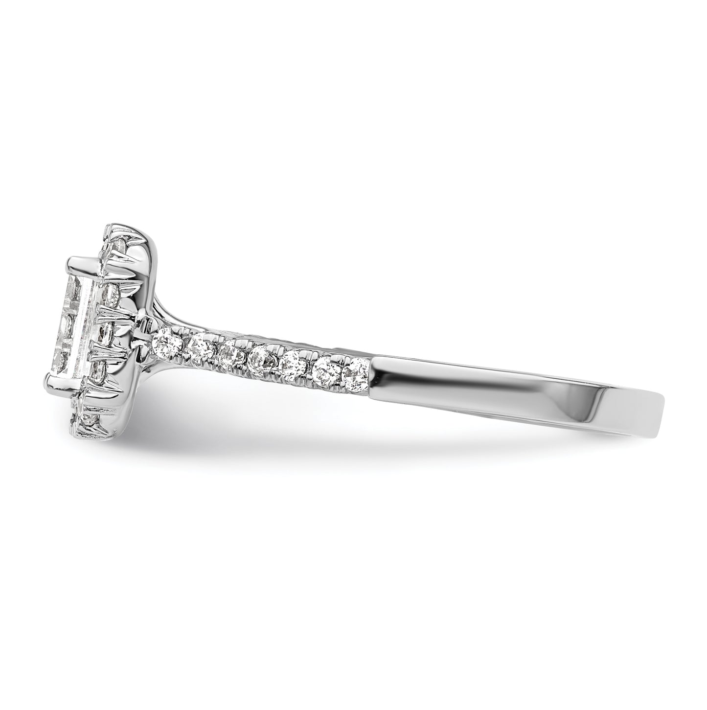 14k White Gold Halo (Holds 3/4 carat (5.7x4.5mm) Emerald-cut Center) 1/3 carat Diamond Semi-mount Engagement Ring
