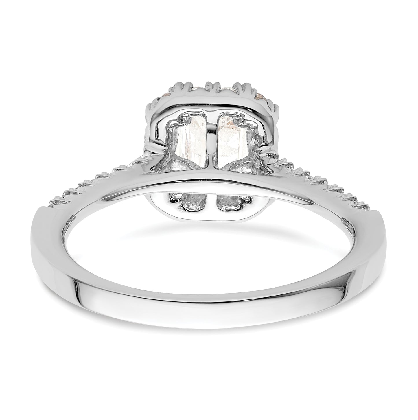 14k White Gold Halo (Holds 3/4 carat (5.7x4.5mm) Emerald-cut Center) 1/3 carat Diamond Semi-mount Engagement Ring