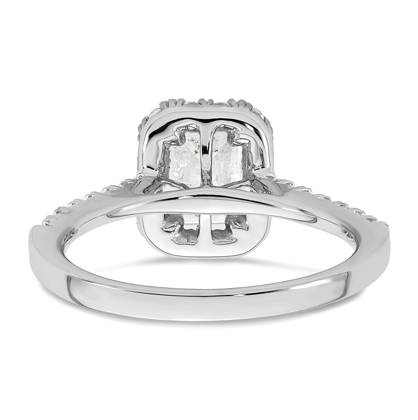 True Origin 14K White Gold 1/2 carat Lab Grown Diamond VS/SI  D E F  Semi Mount Emerald Halo Engagement Ring,  2.5 mm
