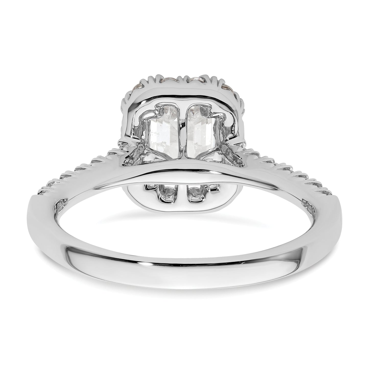 14k White Gold Halo (Holds 1.25 carat (6.8x5.2mm) Emerald-cut Center) 1/2 carat Diamond Semi-mount Engagement Ring