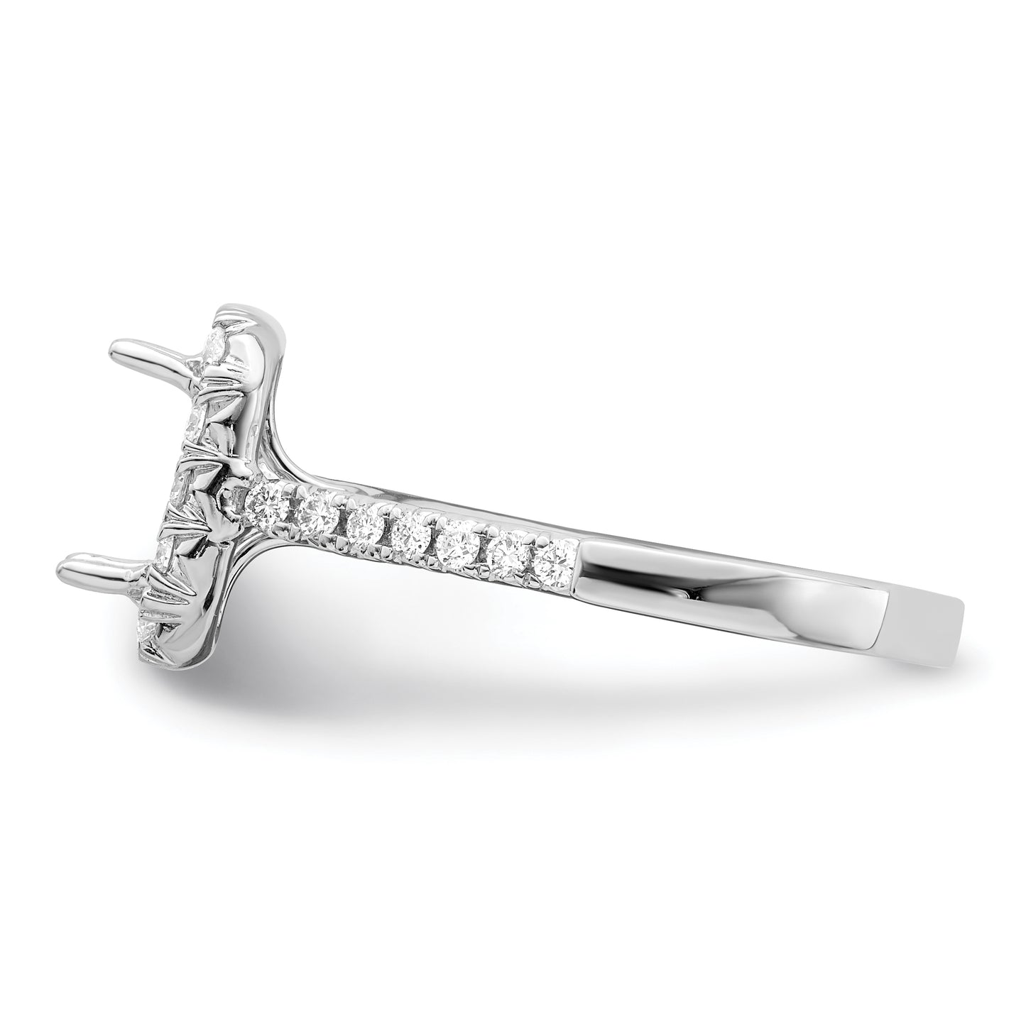 14k White Gold Halo (Holds 1.5 carat (7.7x5.8mm) Emerald-cut Center) 5/8 carat Diamond Semi-mount Engagement Ring