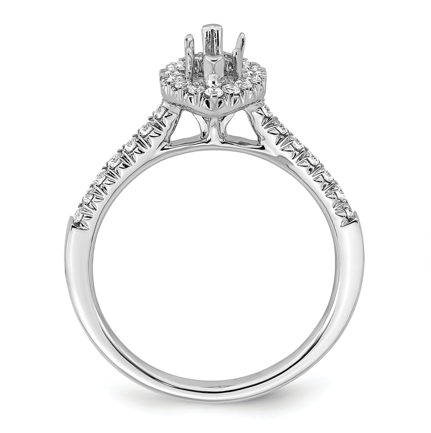 14k White Gold Halo (Holds 1/2 carat (7.9x4.1mm) Marquise Center) 1/3 carat Diamond Semi-mount Engagement Ring