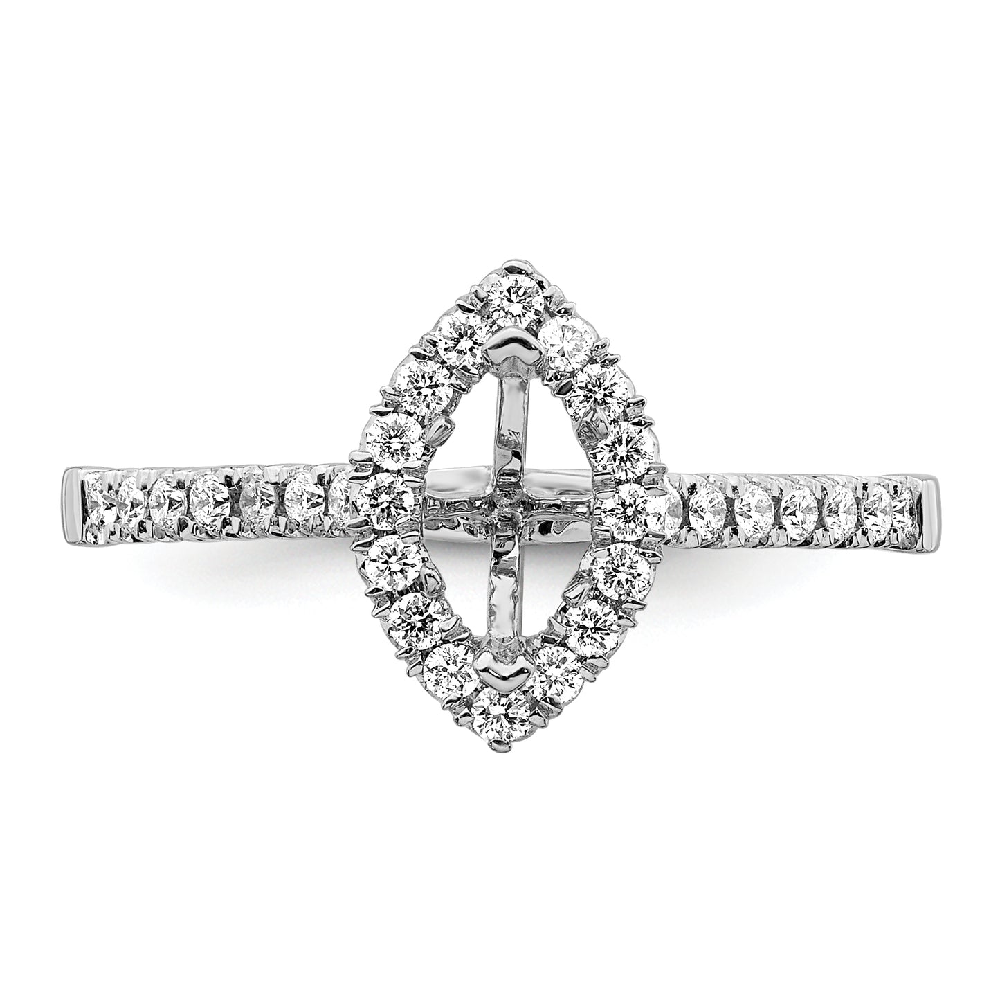 14k White Gold Halo (Holds 1/2 carat (7.9x4.1mm) Marquise Center) 1/3 carat Diamond Semi-mount Engagement Ring