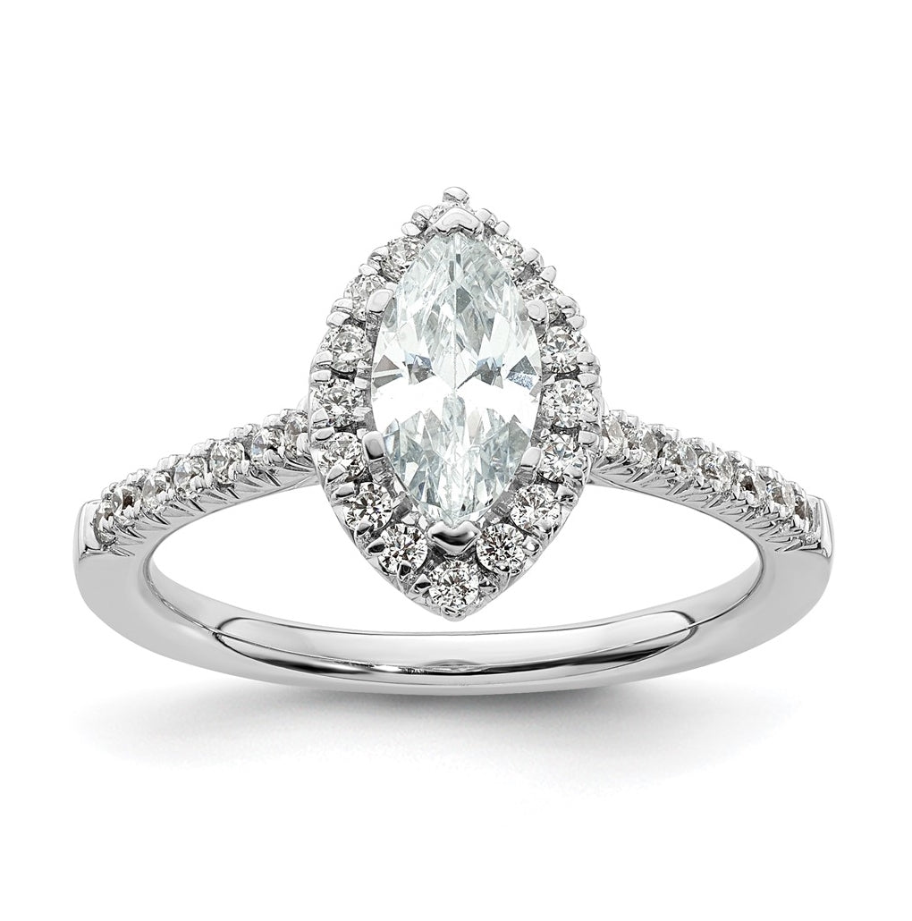 14k White Gold Halo (Holds 3/4 carat (8.7x4.7mm) Marquise Center) 1/3 carat Diamond Semi-mount Engagement Ring