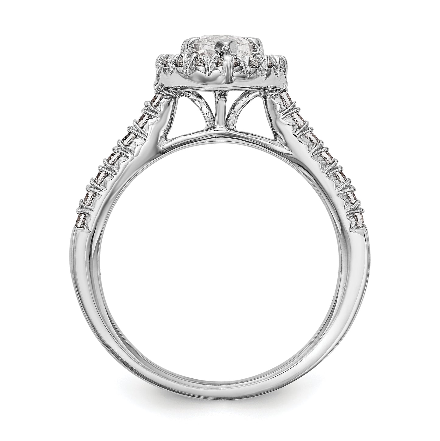14k White Gold Halo (Holds 1 carat (9.5x5.5mm) Marquise Center) 1/2 carat Diamond Semi-mount Engagement Ring