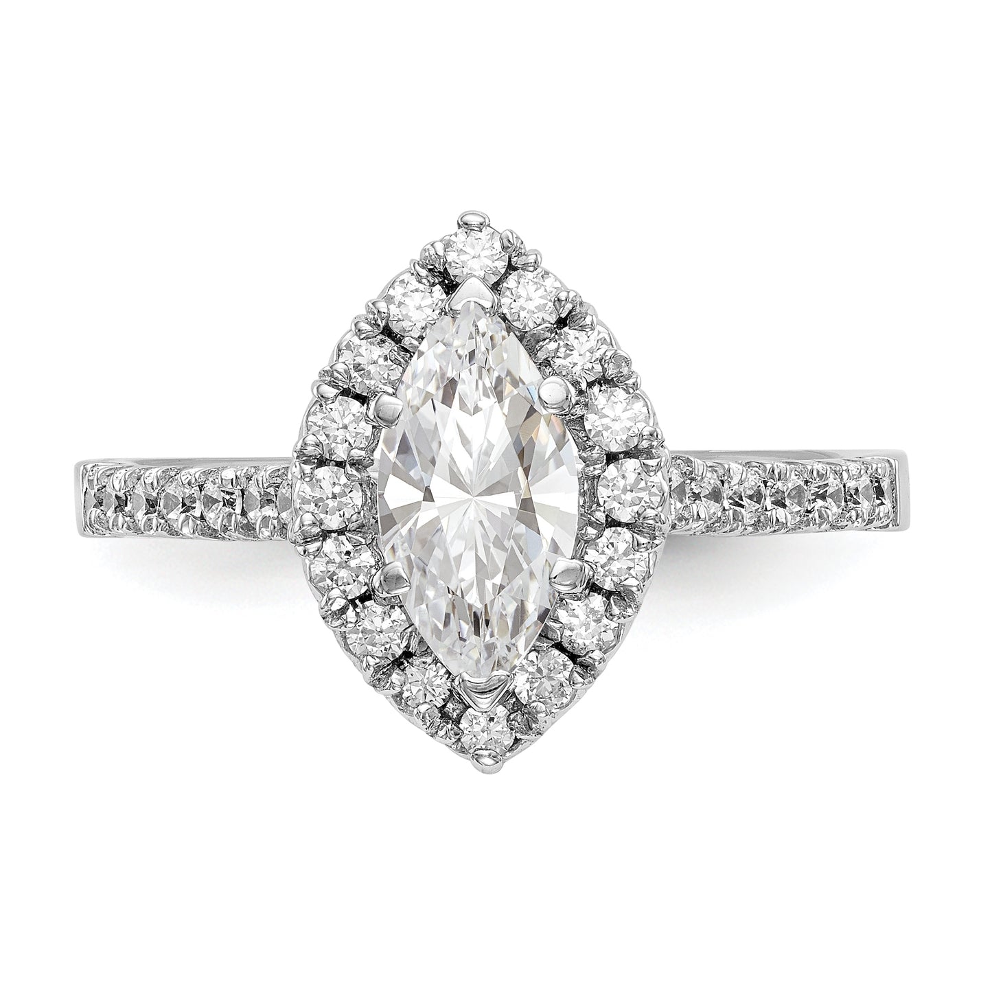 14k White Gold Halo (Holds 1 carat (9.5x5.5mm) Marquise Center) 1/2 carat Diamond Semi-mount Engagement Ring