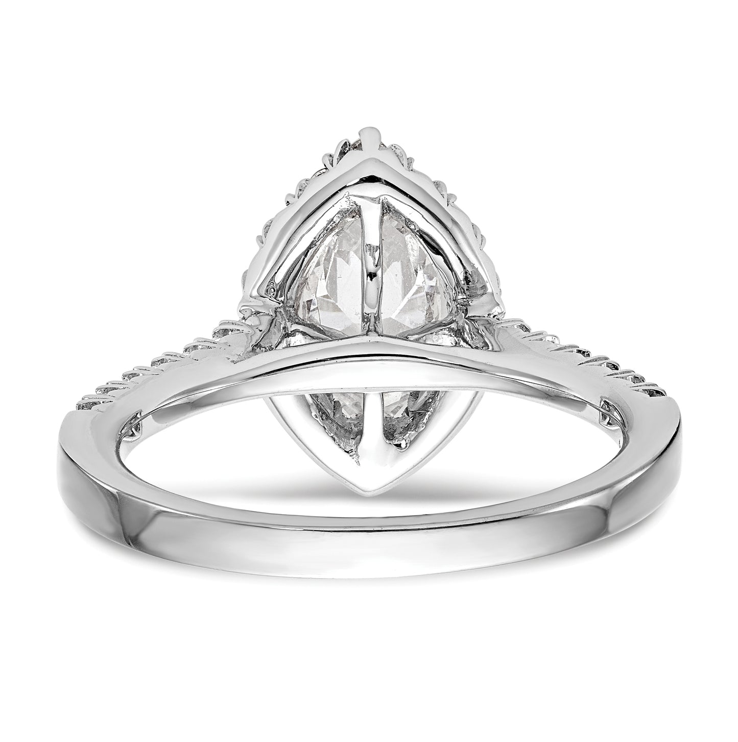 14k White Gold Halo (Holds 1 carat (9.5x5.5mm) Marquise Center) 1/2 carat Diamond Semi-mount Engagement Ring