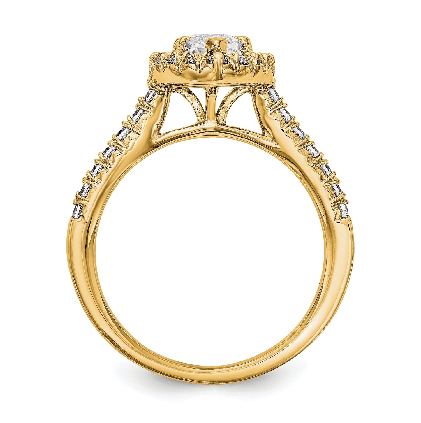 14k Yellow Gold Marquise Halo Diamond Semi-mount Engagement Ring