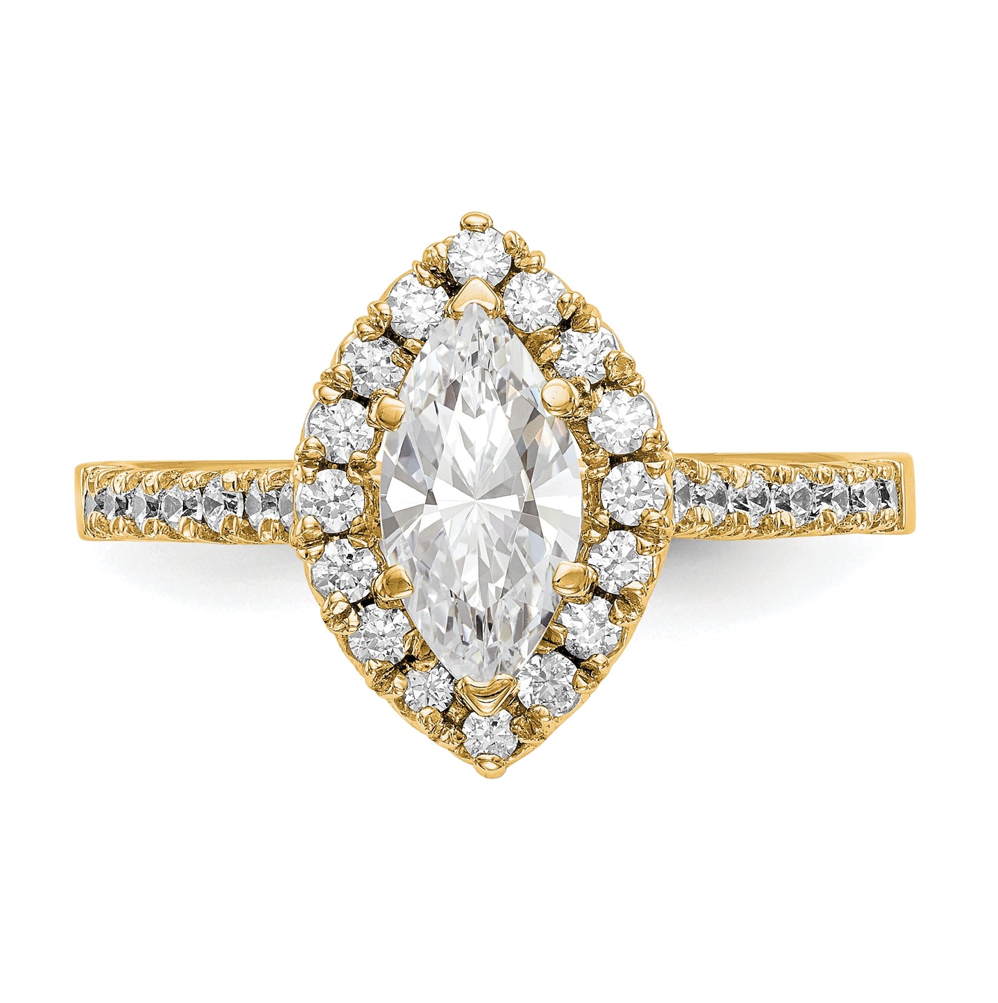 14k Yellow Gold Marquise Halo Diamond Semi-mount Engagement Ring