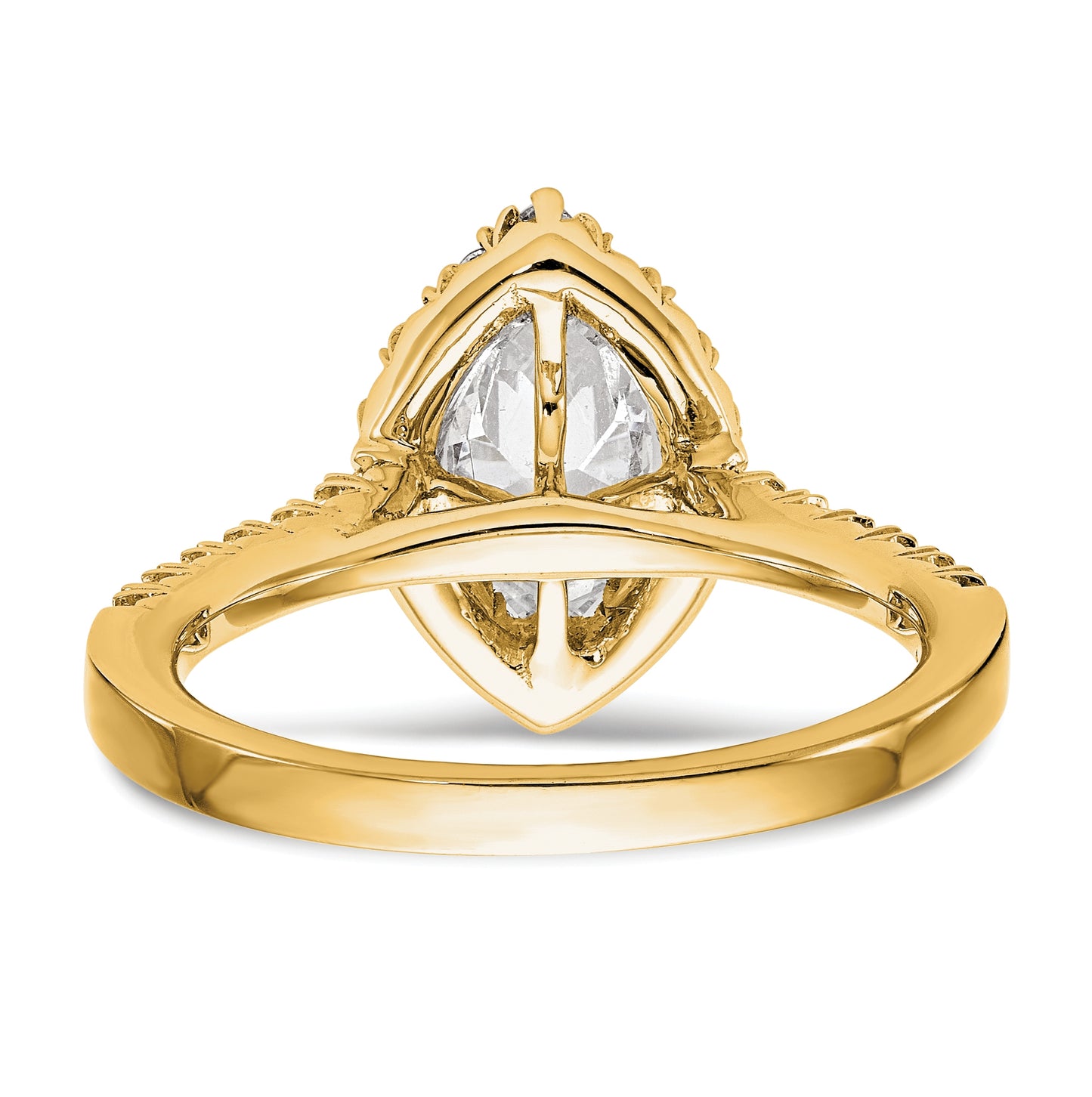 14k Yellow Gold Marquise Halo Diamond Semi-mount Engagement Ring