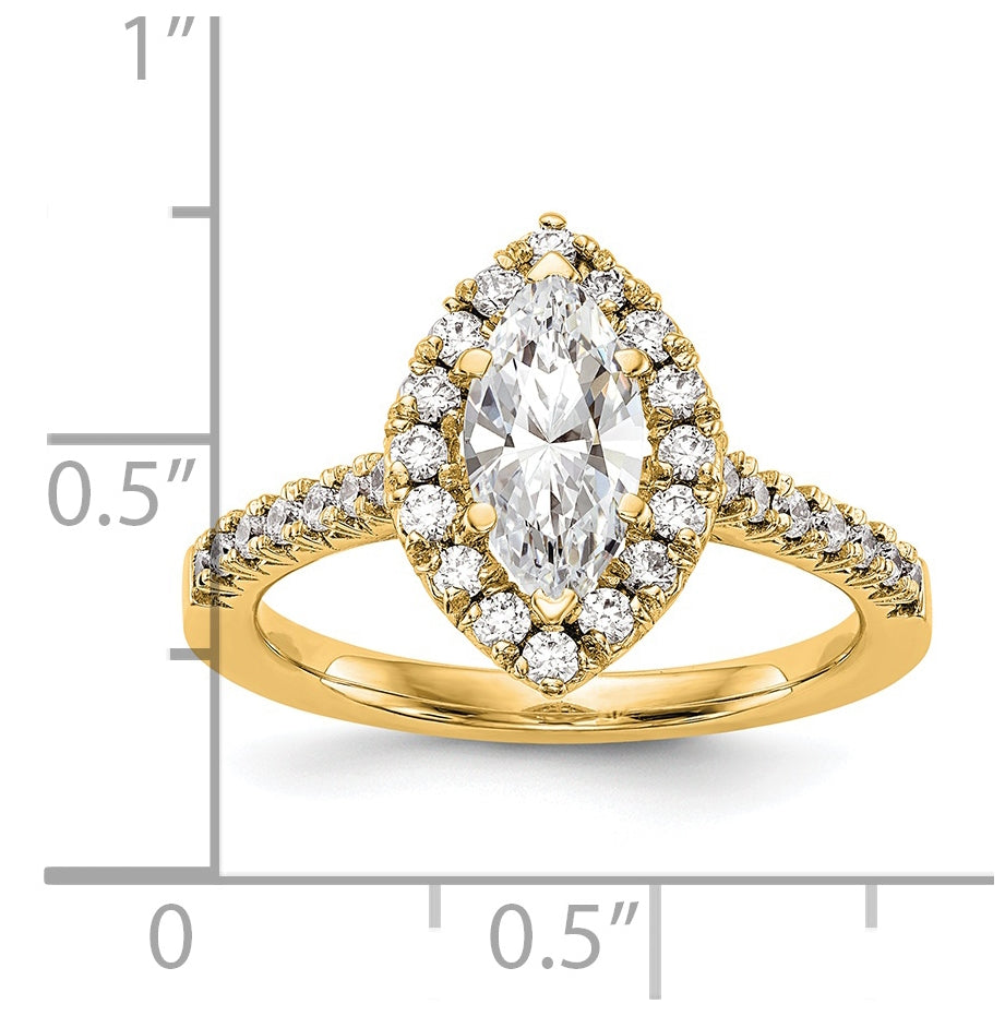 14k Yellow Gold Marquise Halo Diamond Semi-mount Engagement Ring