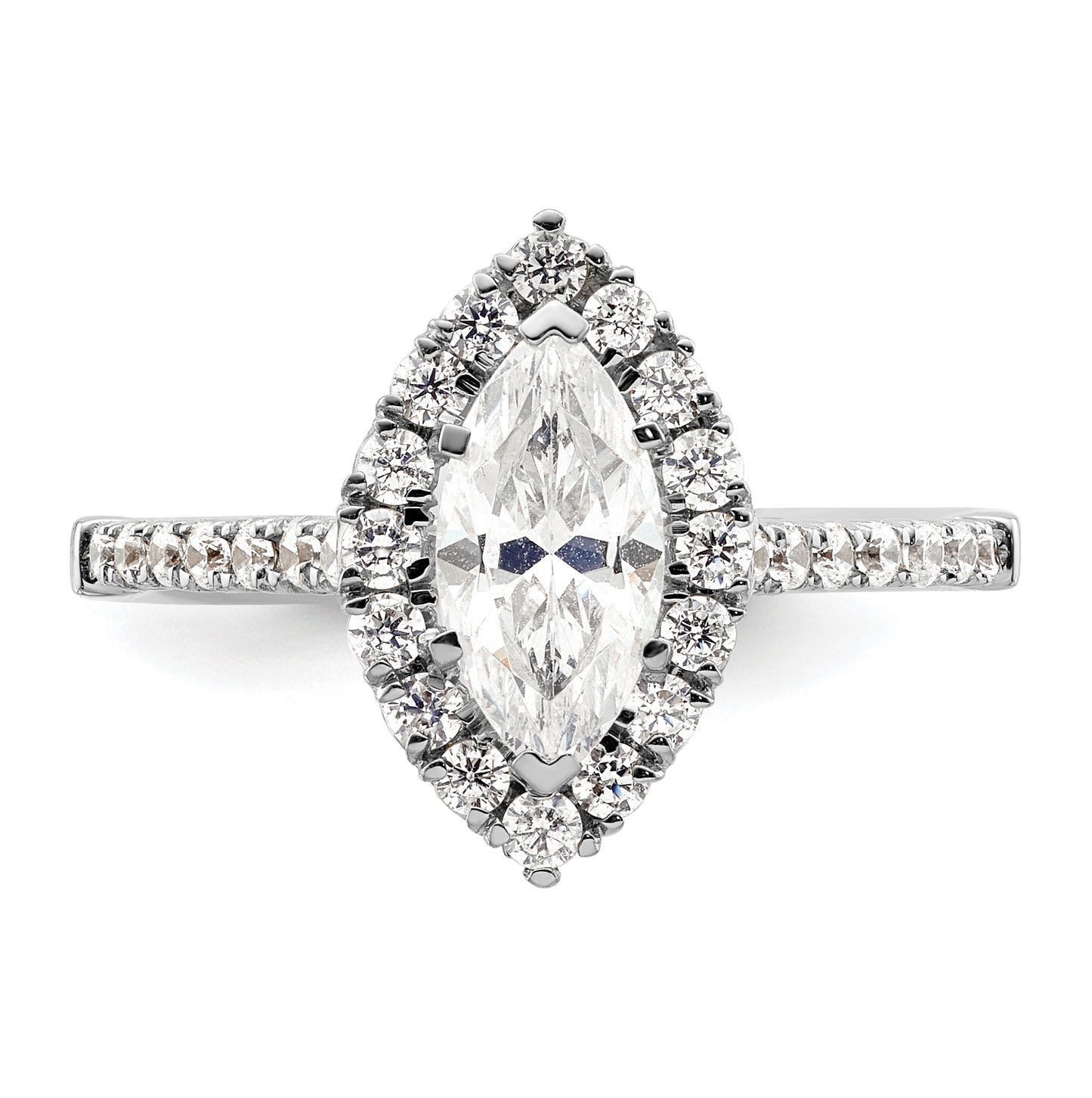 14k White Gold Halo (Holds 1.25 carat (10.3x5.3mm) Marquise Center) 1/2 carat Diamond Semi-mount Engagement Ring