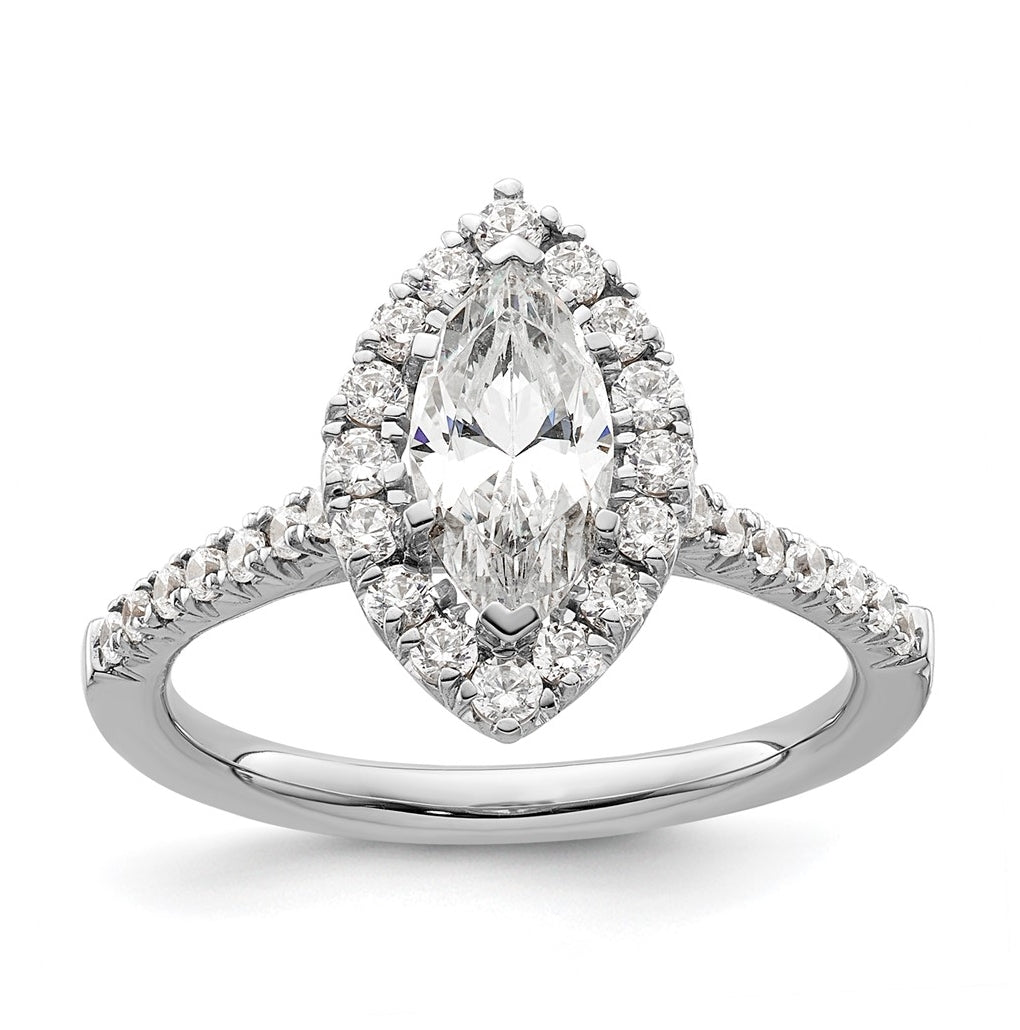 14k White Gold Halo (Holds 1.25 carat (10.3x5.3mm) Marquise Center) 1/2 carat Diamond Semi-mount Engagement Ring