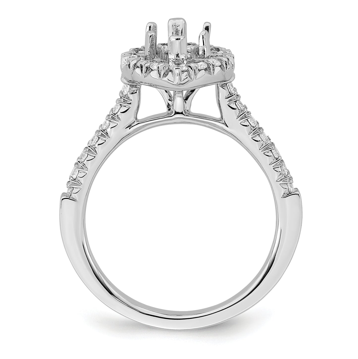 14k White Gold Halo (Holds 1.5 carat (11.1x6.00mm) Marquise Center) 5/8 carat Diamond Semi-mount Engagement Ring