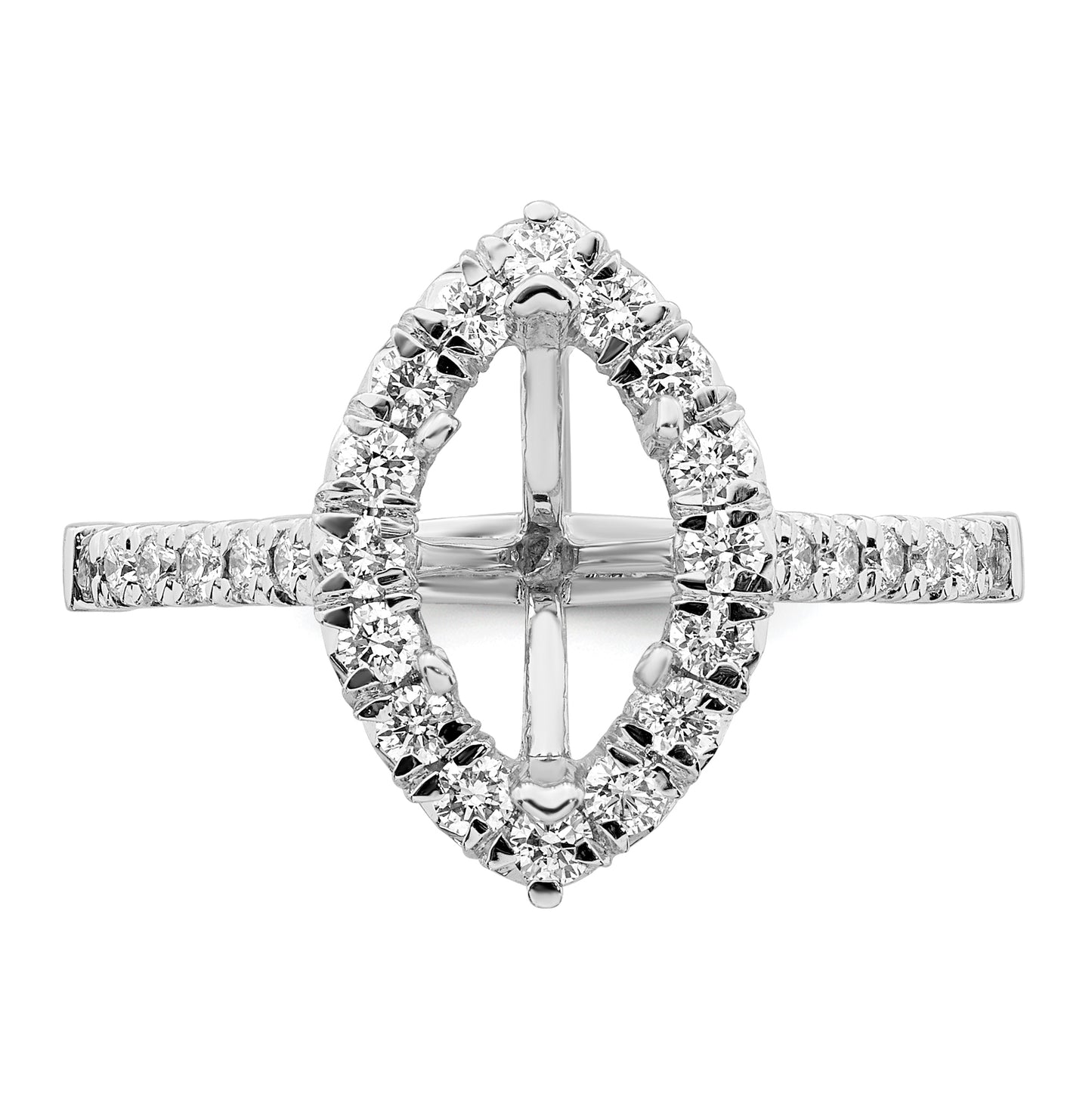 14k White Gold Halo (Holds 1.5 carat (11.1x6.00mm) Marquise Center) 5/8 carat Diamond Semi-mount Engagement Ring