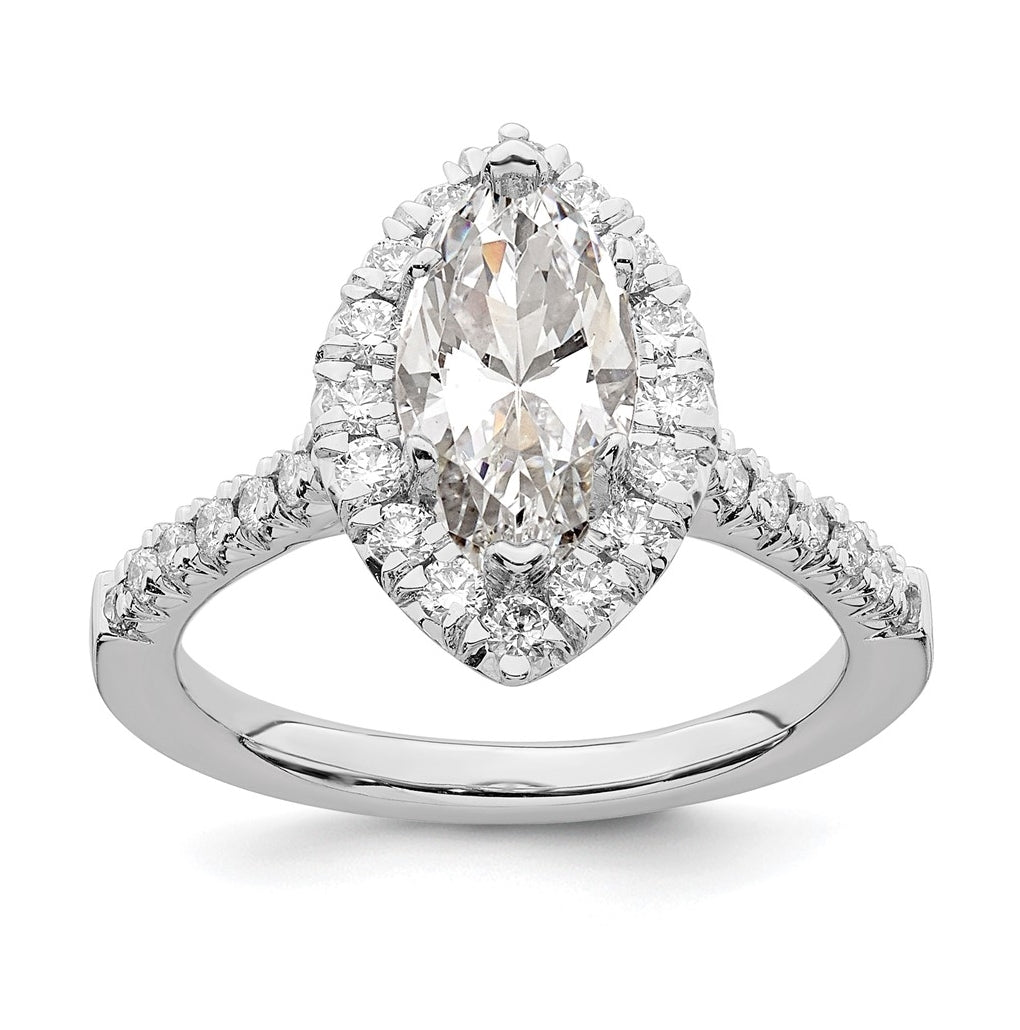 14k White Gold Halo (Holds 1.5 carat (11.1x6.00mm) Marquise Center) 5/8 carat Diamond Semi-mount Engagement Ring