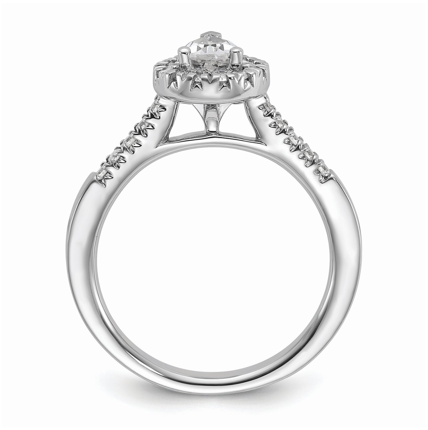 14k White Gold Halo (Holds 1/2 carat (6.5x4.5mm) Pear Center) 1/3 carat Diamond Semi-mount Engagement Ring