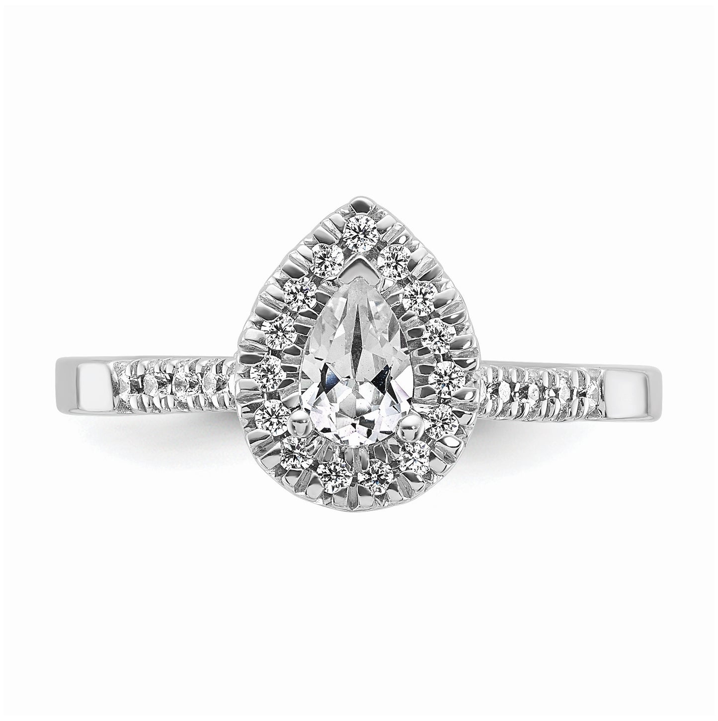 14k White Gold Halo (Holds 1/2 carat (6.5x4.5mm) Pear Center) 1/3 carat Diamond Semi-mount Engagement Ring