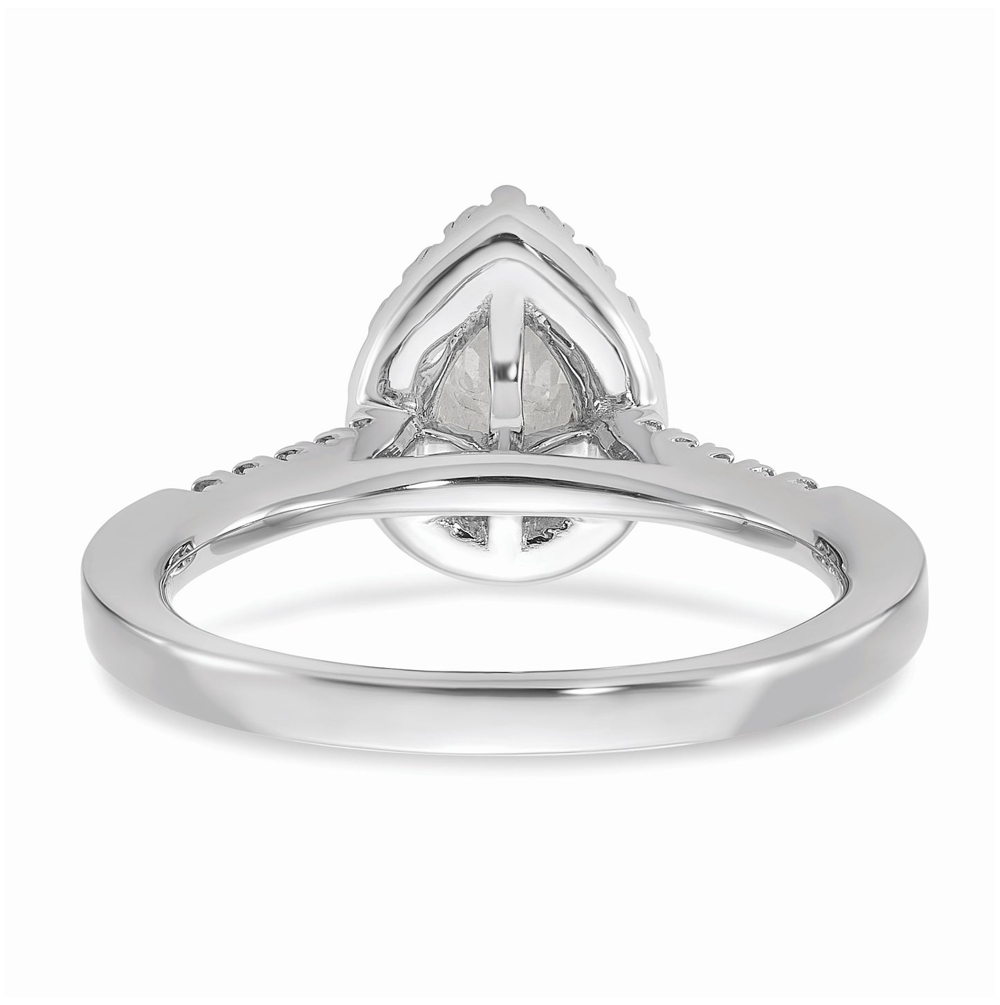 14k White Gold Halo (Holds 1/2 carat (6.5x4.5mm) Pear Center) 1/3 carat Diamond Semi-mount Engagement Ring