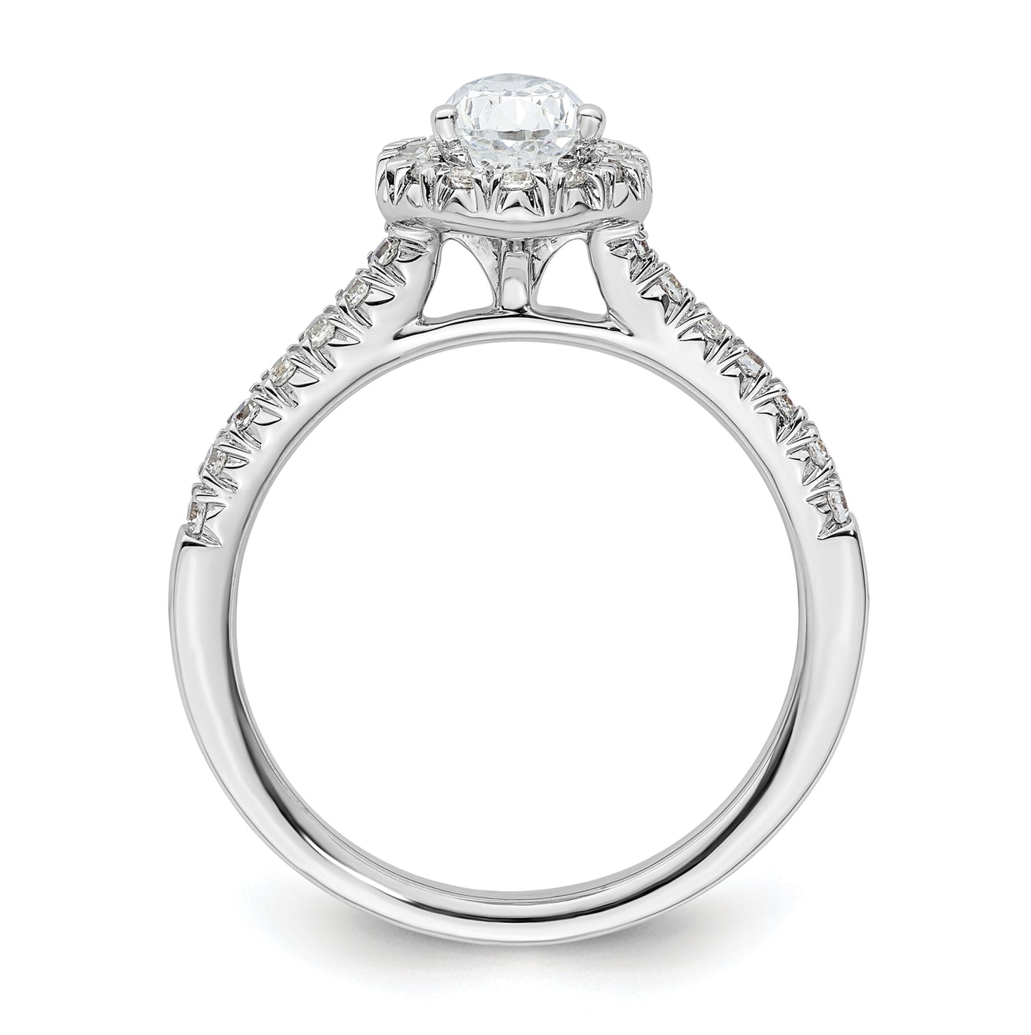 14k White Gold Halo (Holds 3/4 carat (7.7x5.00mm) Pear Center) 1/3 carat Diamond Semi-mount Engagement Ring