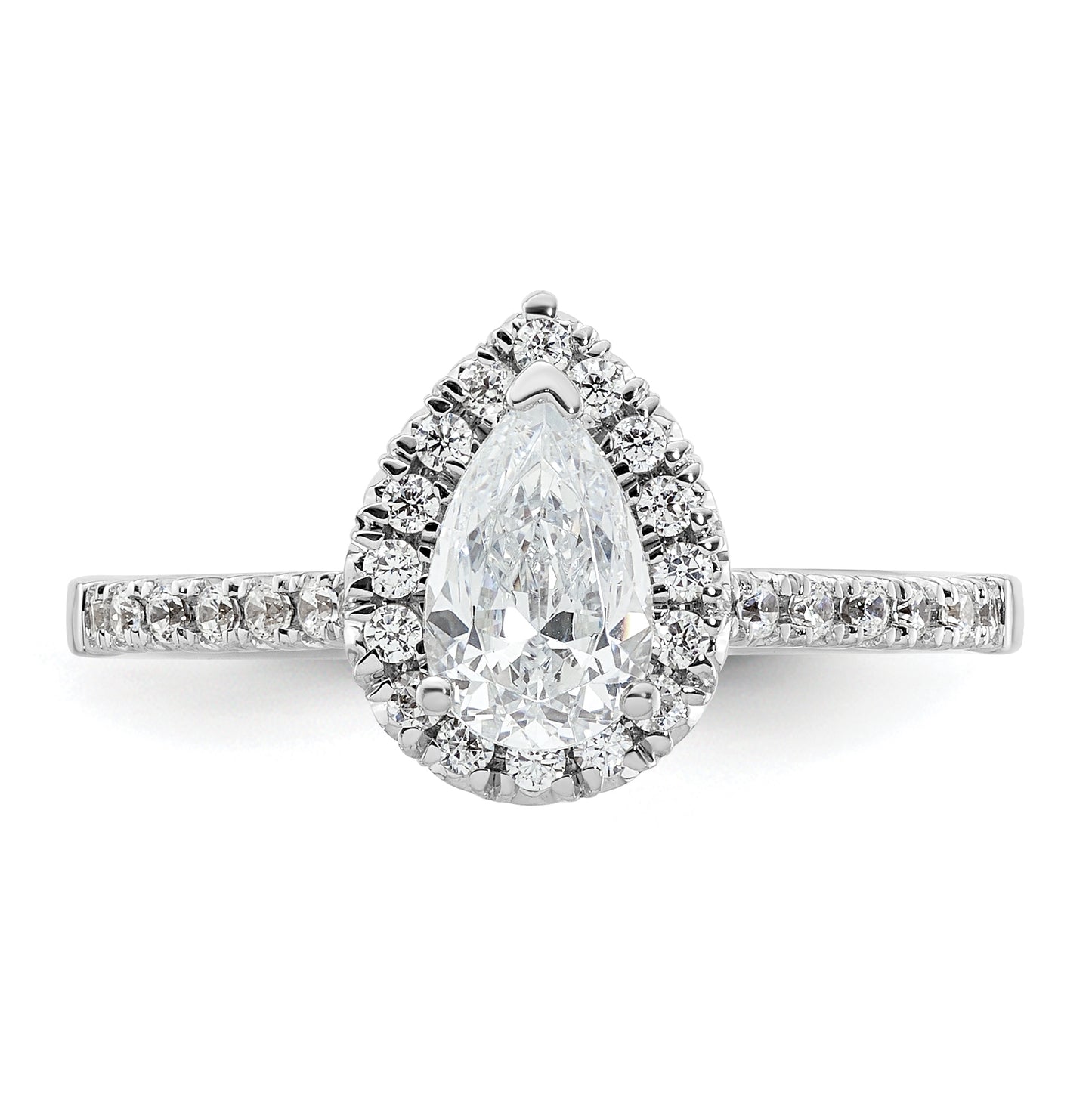 14k White Gold Halo (Holds 3/4 carat (7.7x5.00mm) Pear Center) 1/3 carat Diamond Semi-mount Engagement Ring