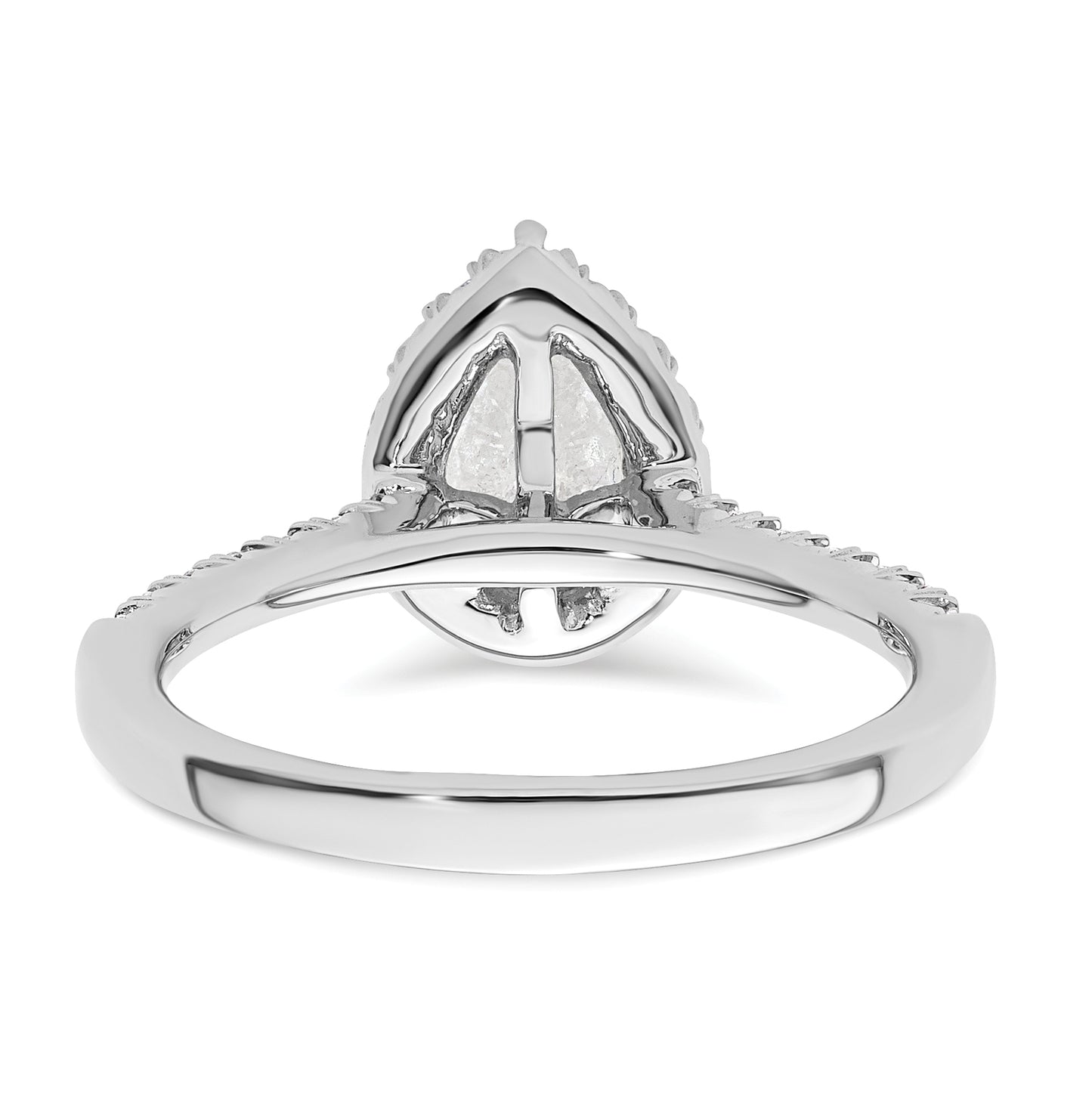 14k White Gold Halo (Holds 3/4 carat (7.7x5.00mm) Pear Center) 1/3 carat Diamond Semi-mount Engagement Ring