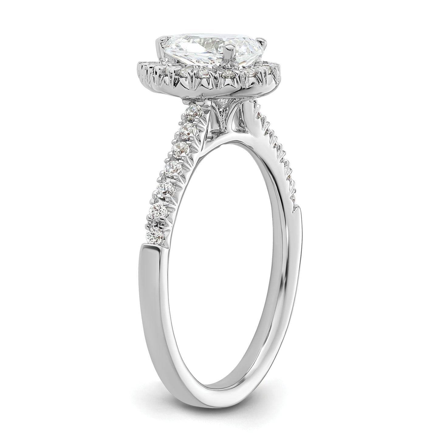 14k White Gold Halo (Holds 3/4 carat (7.7x5.00mm) Pear Center) 1/3 carat Diamond Semi-mount Engagement Ring