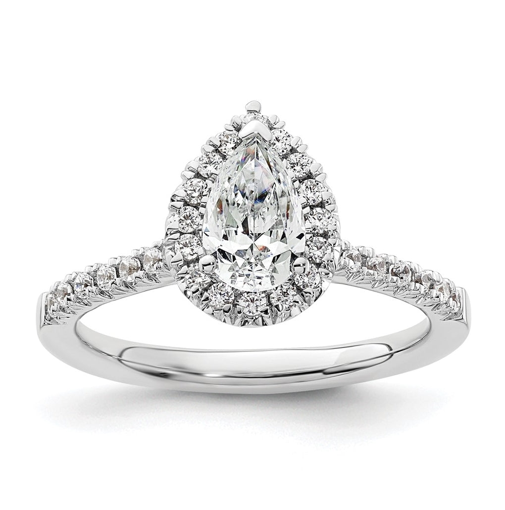 14k White Gold Halo (Holds 3/4 carat (7.7x5.00mm) Pear Center) 1/3 carat Diamond Semi-mount Engagement Ring