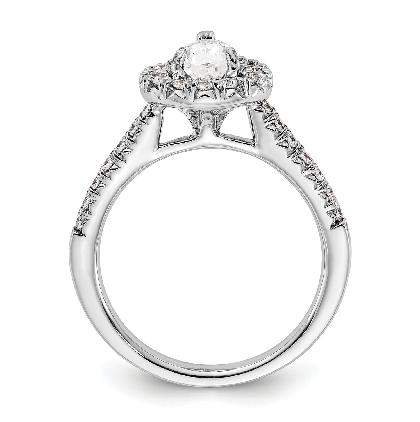 14k White Gold Halo (Holds 1 carat (8.7x5.6mm) Pear Center) 3/8 carat Diamond Semi-mount Engagement Ring