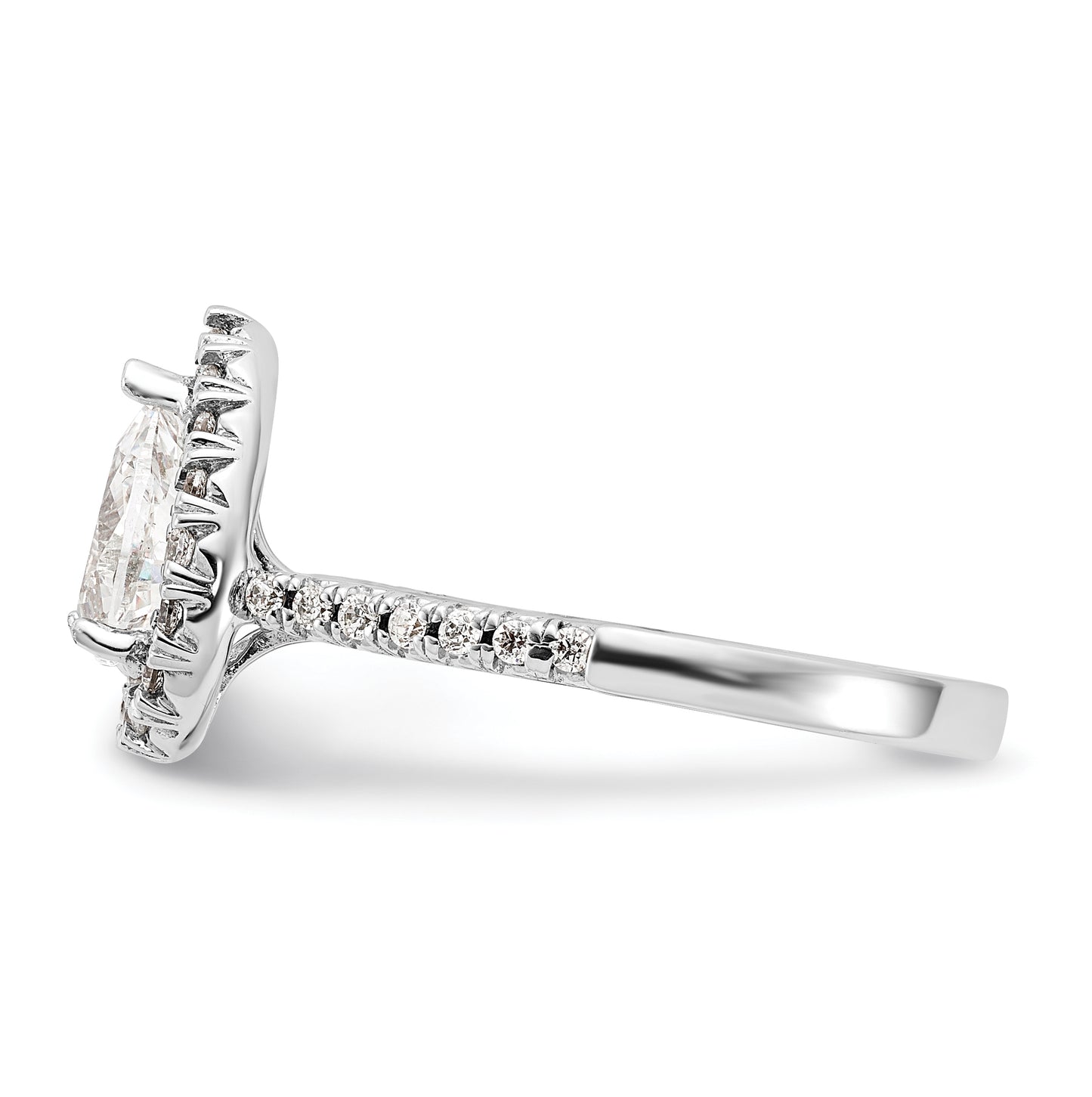 True Origin 14K White Gold 3/8 carat Lab Grown Diamond VS/SI  D E F  Semi Mount Pear Halo Engagement Ring