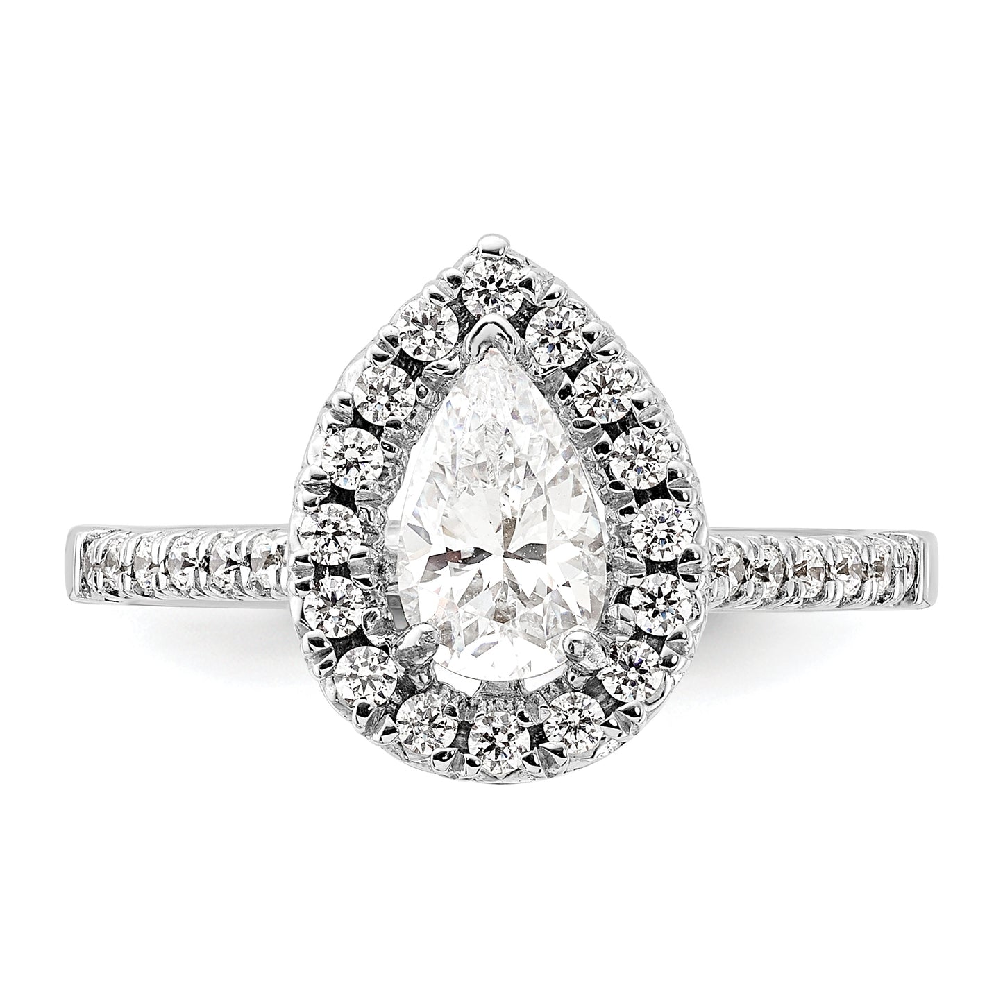 14k White Gold Halo (Holds 1 carat (8.7x5.6mm) Pear Center) 3/8 carat Diamond Semi-mount Engagement Ring
