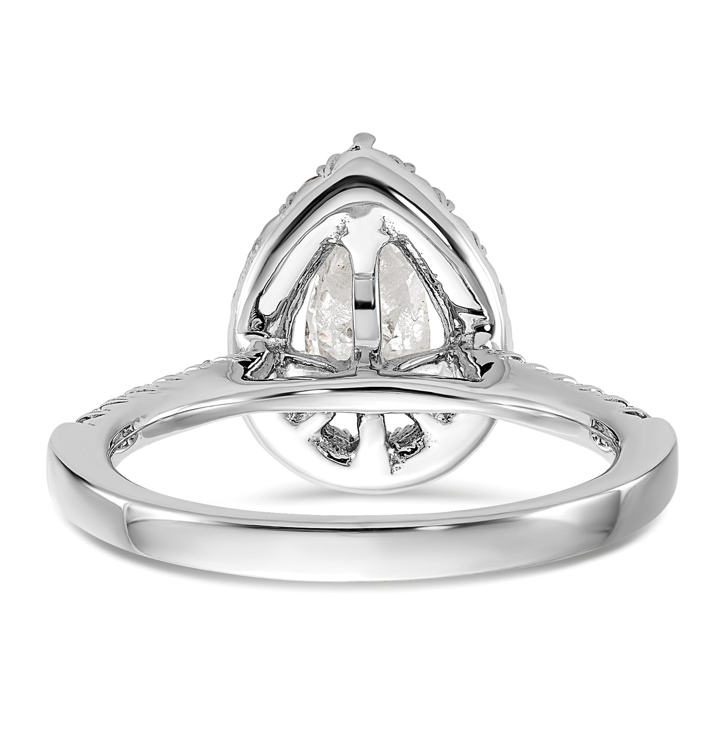 14k White Gold Halo (Holds 1 carat (8.7x5.6mm) Pear Center) 3/8 carat Diamond Semi-mount Engagement Ring
