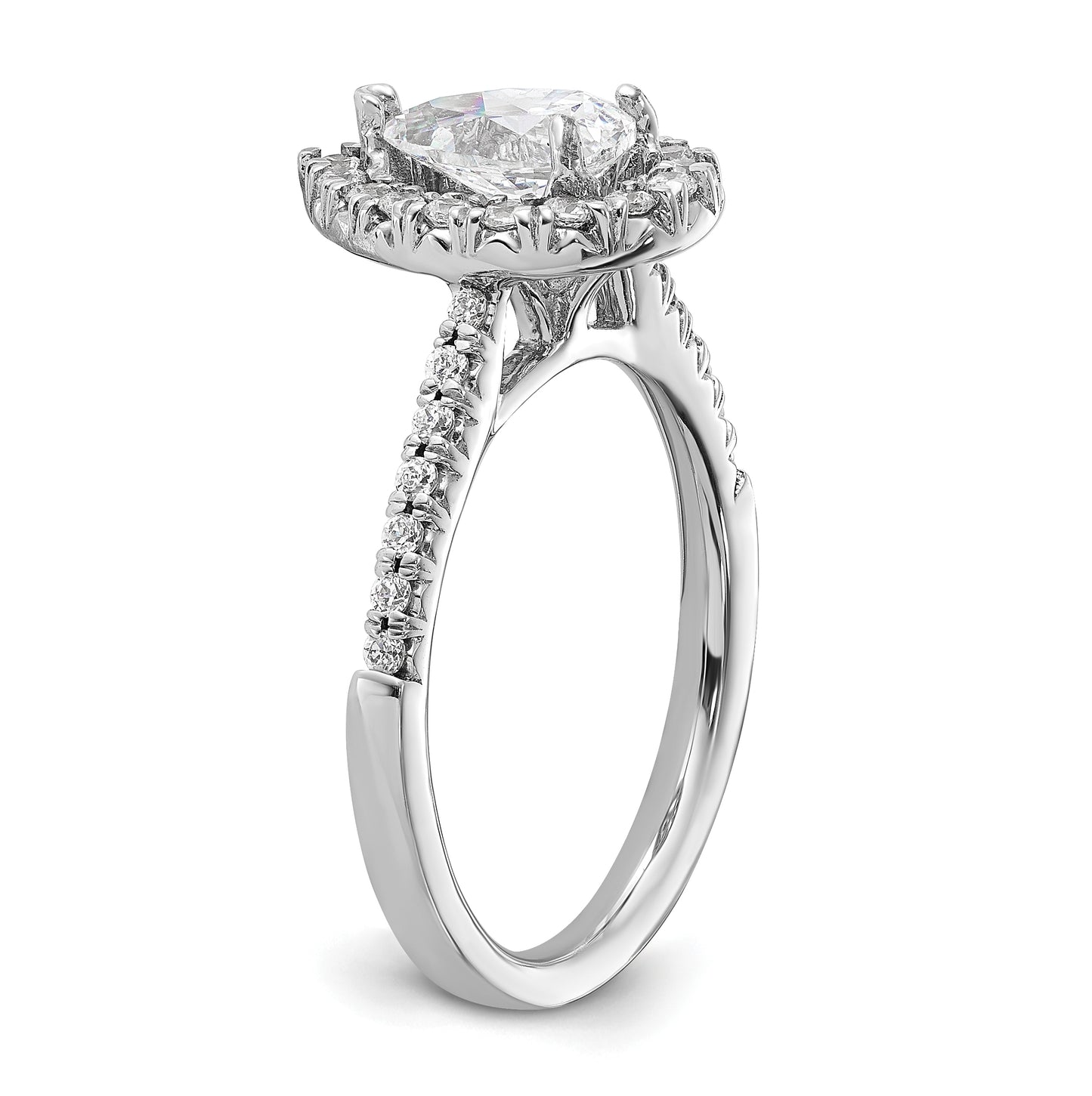 14k White Gold Halo (Holds 1 carat (8.7x5.6mm) Pear Center) 3/8 carat Diamond Semi-mount Engagement Ring
