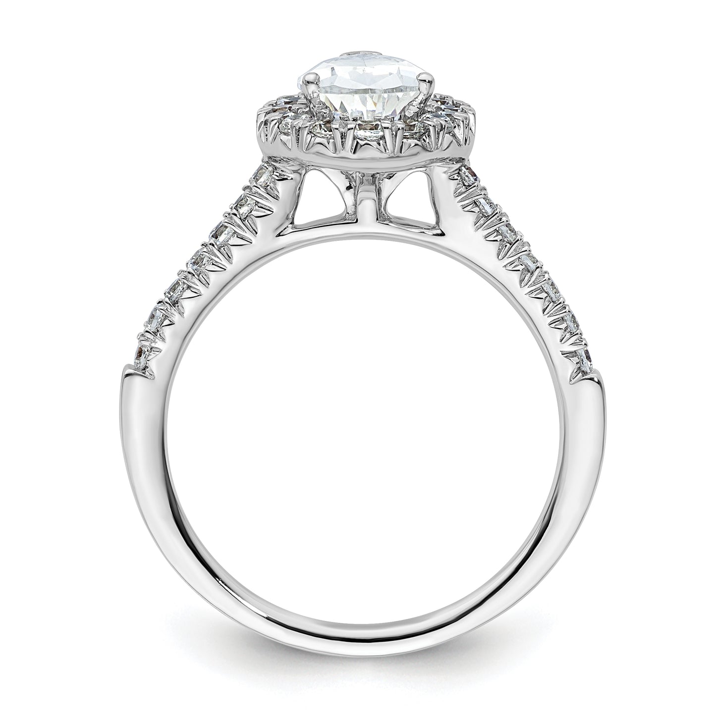 14k White Gold Halo (Holds 1.25 carat (9.1x6.00mm) Pear Center) 1/2 carat Diamond Semi-mount Engagement Ring