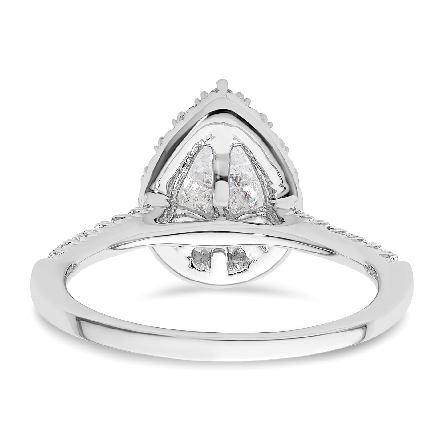 14k White Gold Halo (Holds 1.25 carat (9.1x6.00mm) Pear Center) 1/2 carat Diamond Semi-mount Engagement Ring