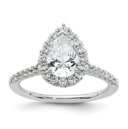 14k White Gold Halo (Holds 1.25 carat (9.1x6.00mm) Pear Center) 1/2 carat Diamond Semi-mount Engagement Ring