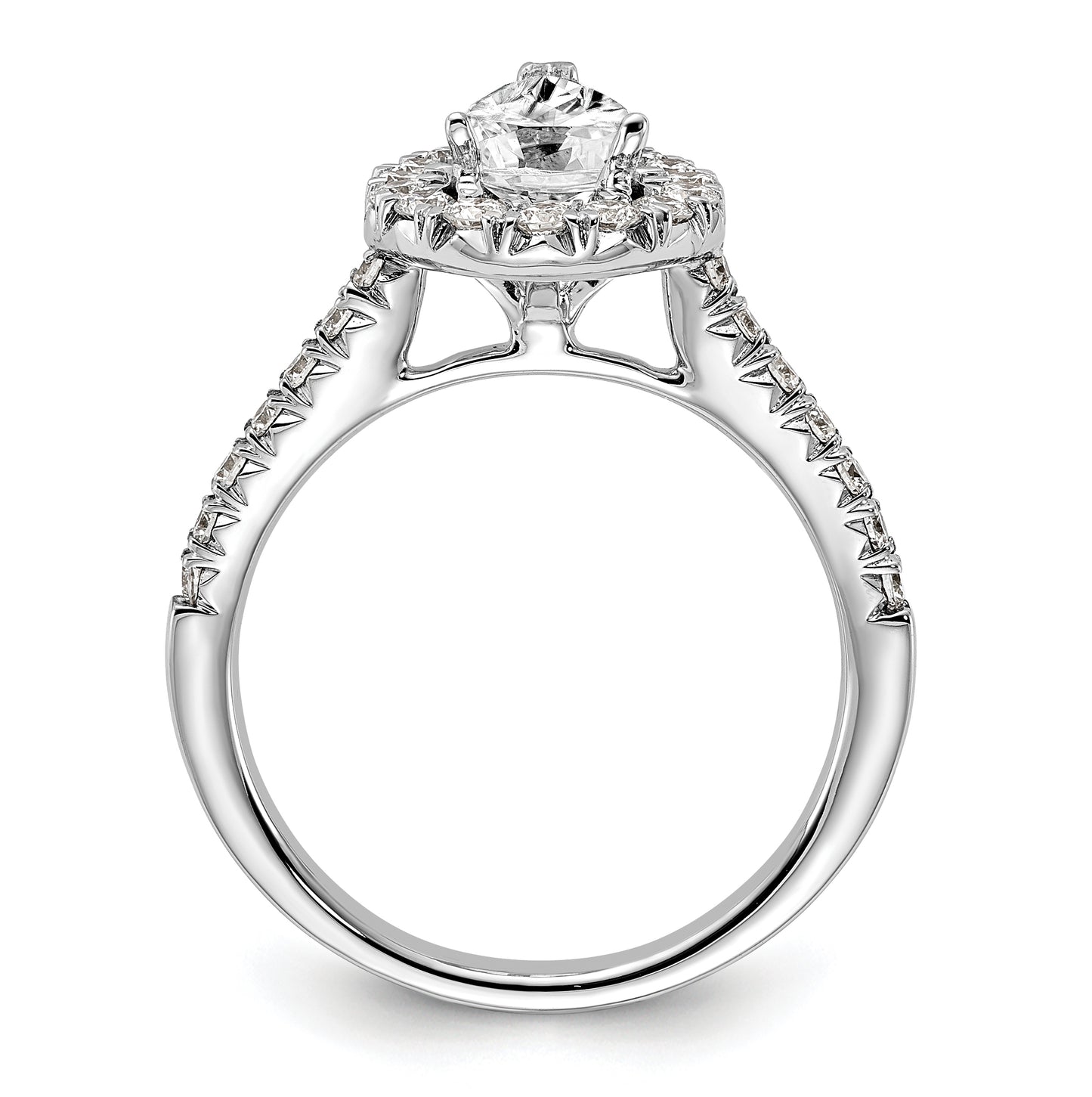 True Origin 14K White Gold 5/8 carat Lab Grown Diamond VS/SI  D E F  Semi Mount Pear Halo Engagement Ring