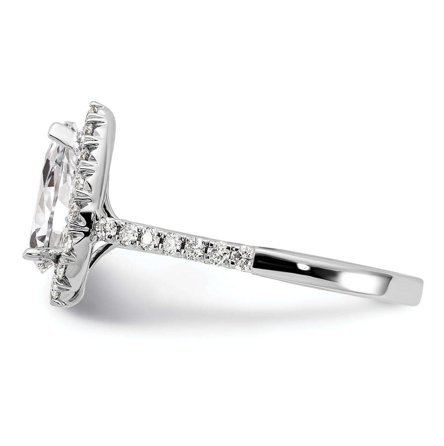 True Origin 14K White Gold 5/8 carat Lab Grown Diamond VS/SI  D E F  Semi Mount Pear Halo Engagement Ring