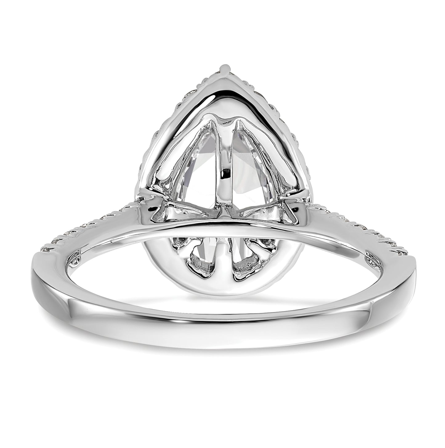 14k White Gold Halo (Holds 1.5 carat (9.9x6.4mm) Pear Center) 5/8 carat Diamond Semi-mount Engagement Ring