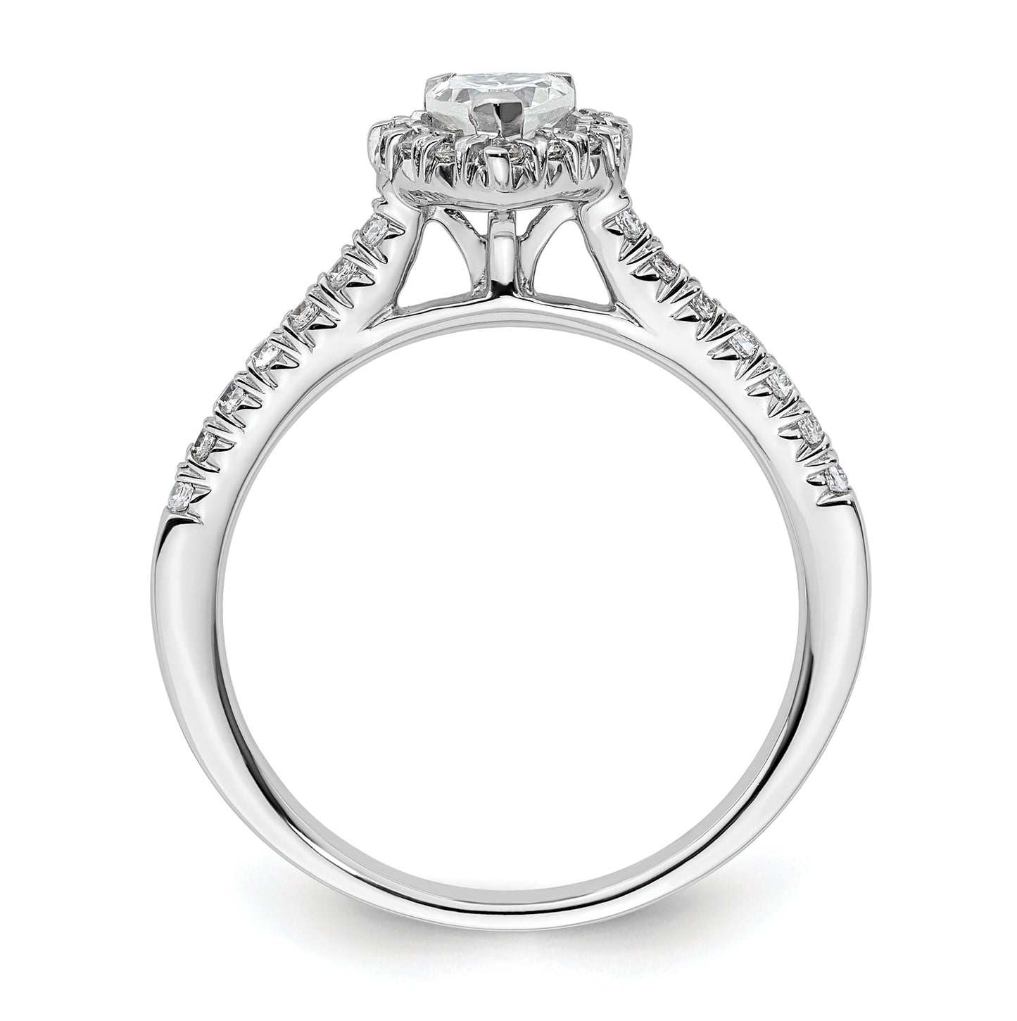 14k White Gold Halo (Holds 1/4 carat (4.2mm) Heart Center) 1/4 carat Diamond Semi-mount Engagement Ring