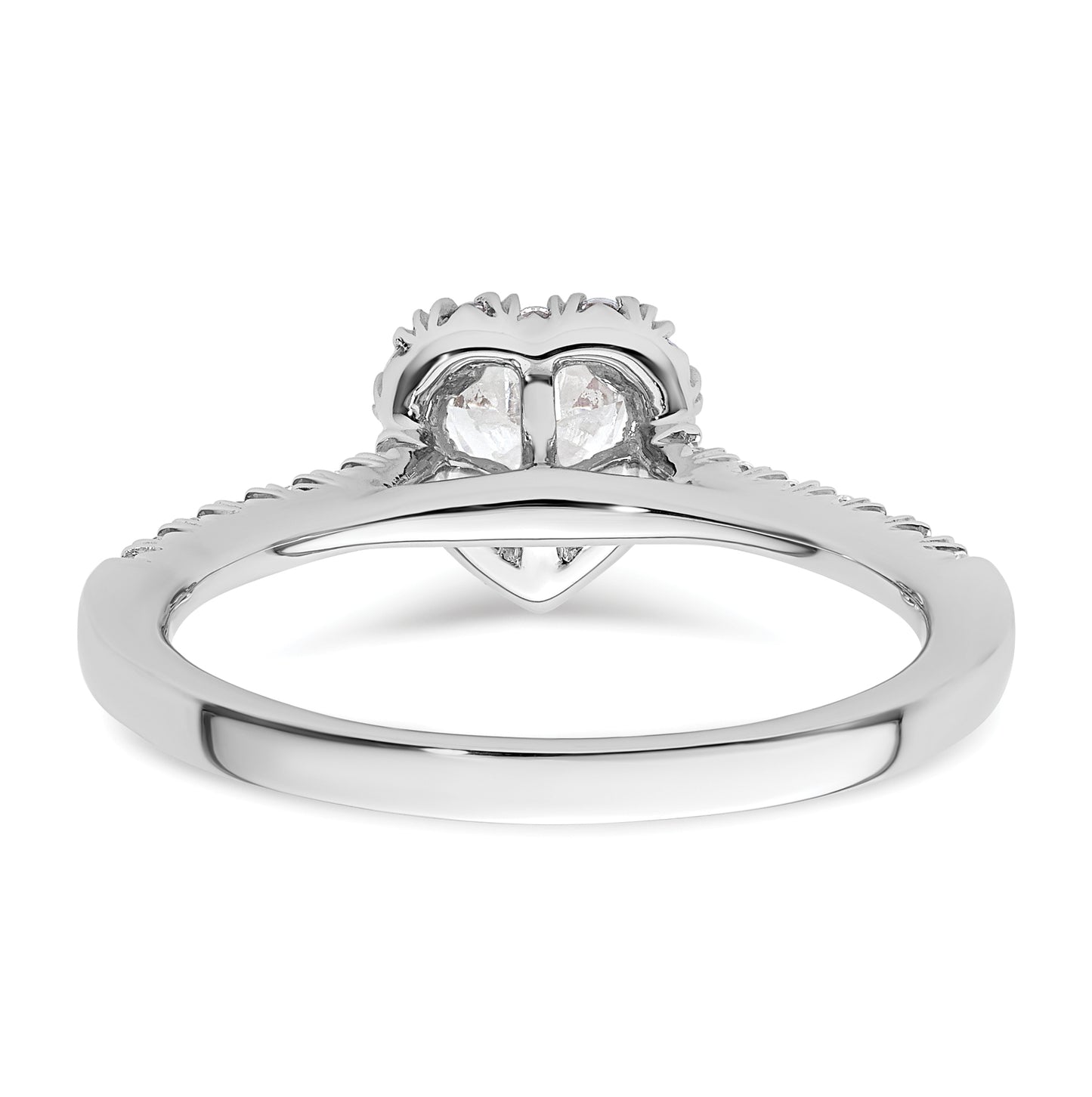 14k White Gold Halo (Holds 1/4 carat (4.2mm) Heart Center) 1/4 carat Diamond Semi-mount Engagement Ring